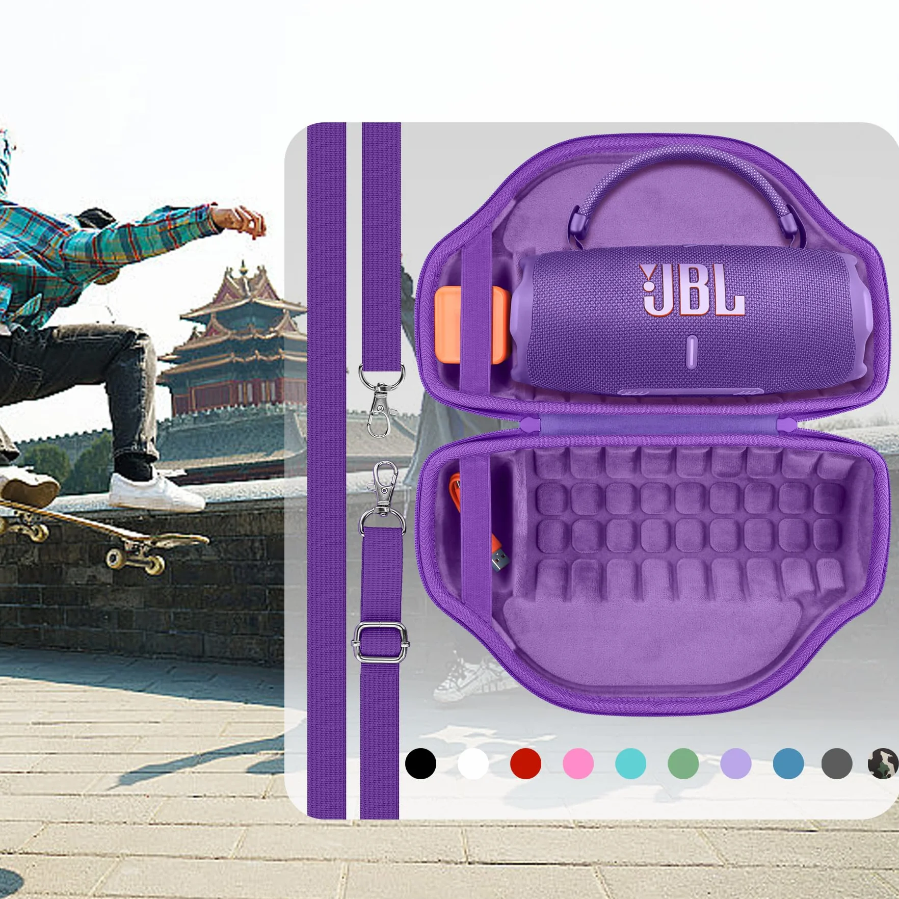 co2CREA Twarda torba przenośna etui schowek na JBL Charge 6 przenośny bezprzewodowy głośnik Bluetooth z odpinanym paskiem na ramię, tylko etui