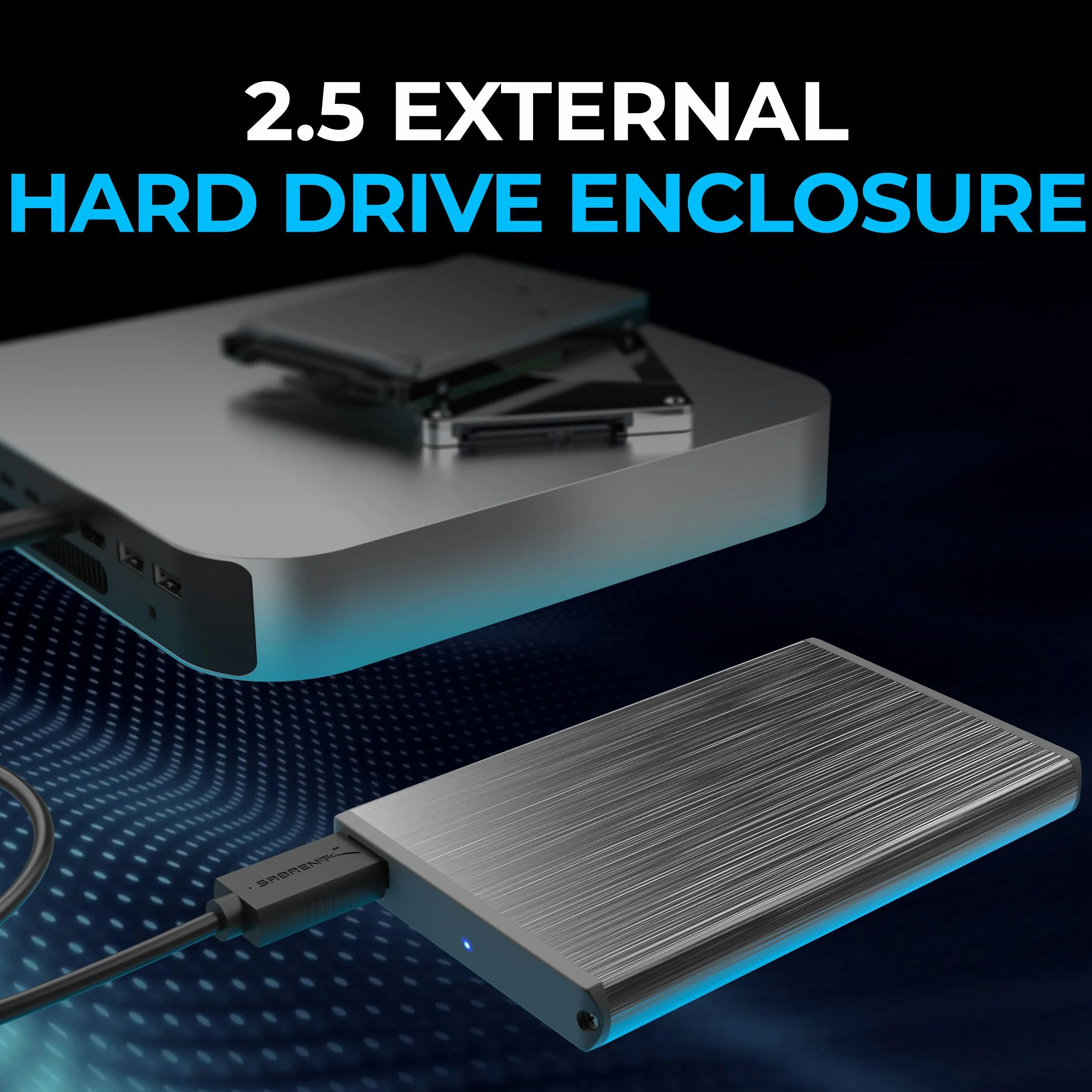 Sabrent Ultra Slim USB 3.0 2,5 cala 6,35 cm SATA zewnętrzna obudowa dysku twardego [czarna] (EC-UK30)