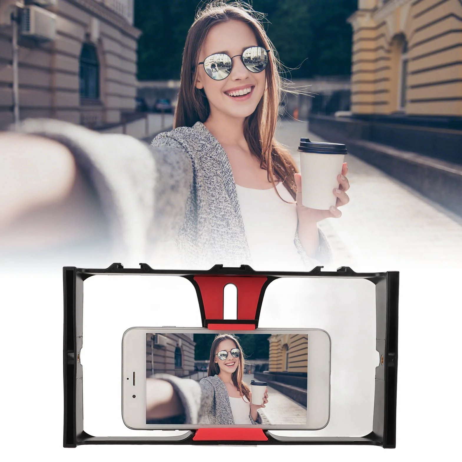 Telefonowa Klatka Wideo, Przenośny Ręczny Stabilizator na Smartfona, śruba 1/4 Cala, Czerwony