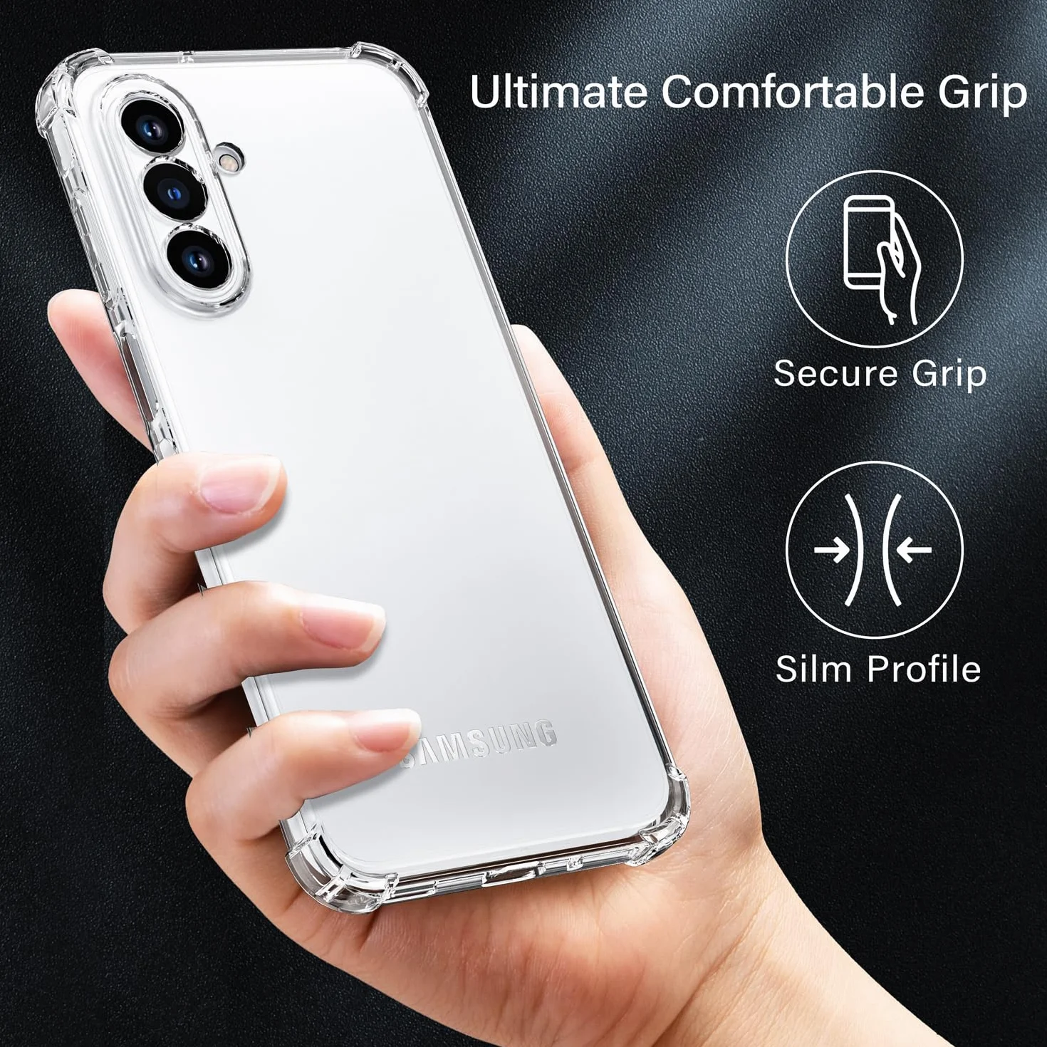 Etui do Motorola Edge 70 Fusion z 2 sztukami folii ochronnych ze szkła hartowanego, przezroczysta obudowa TPU z narożnikami poduszki powietrznej