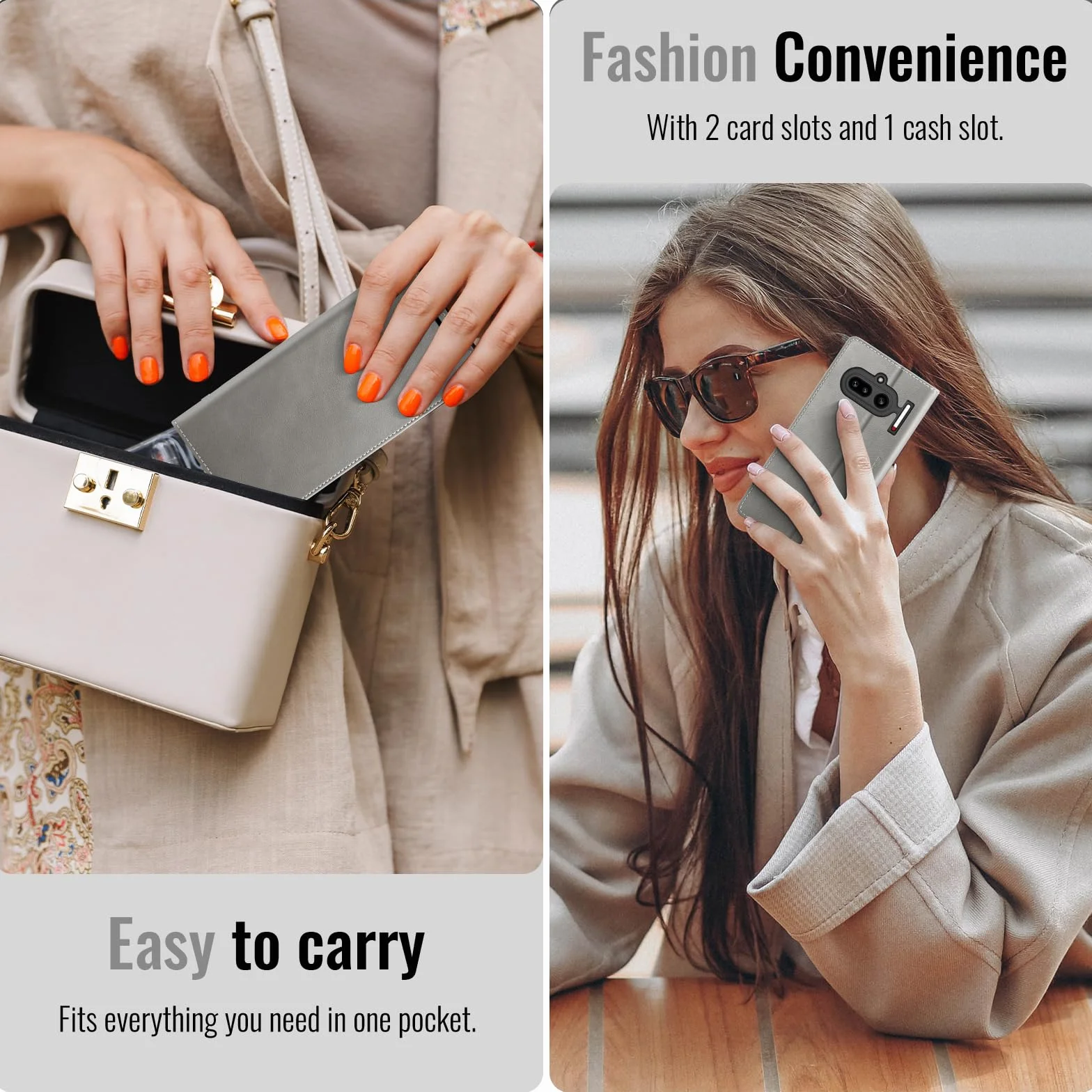 Etui na telefon komórkowy Nothing Phone (4a) Premium PU etui z klapką ze skóry RFID, składane, kieszeń na karty, funkcja stojaka, etui Nothing Phone (4a) - szare