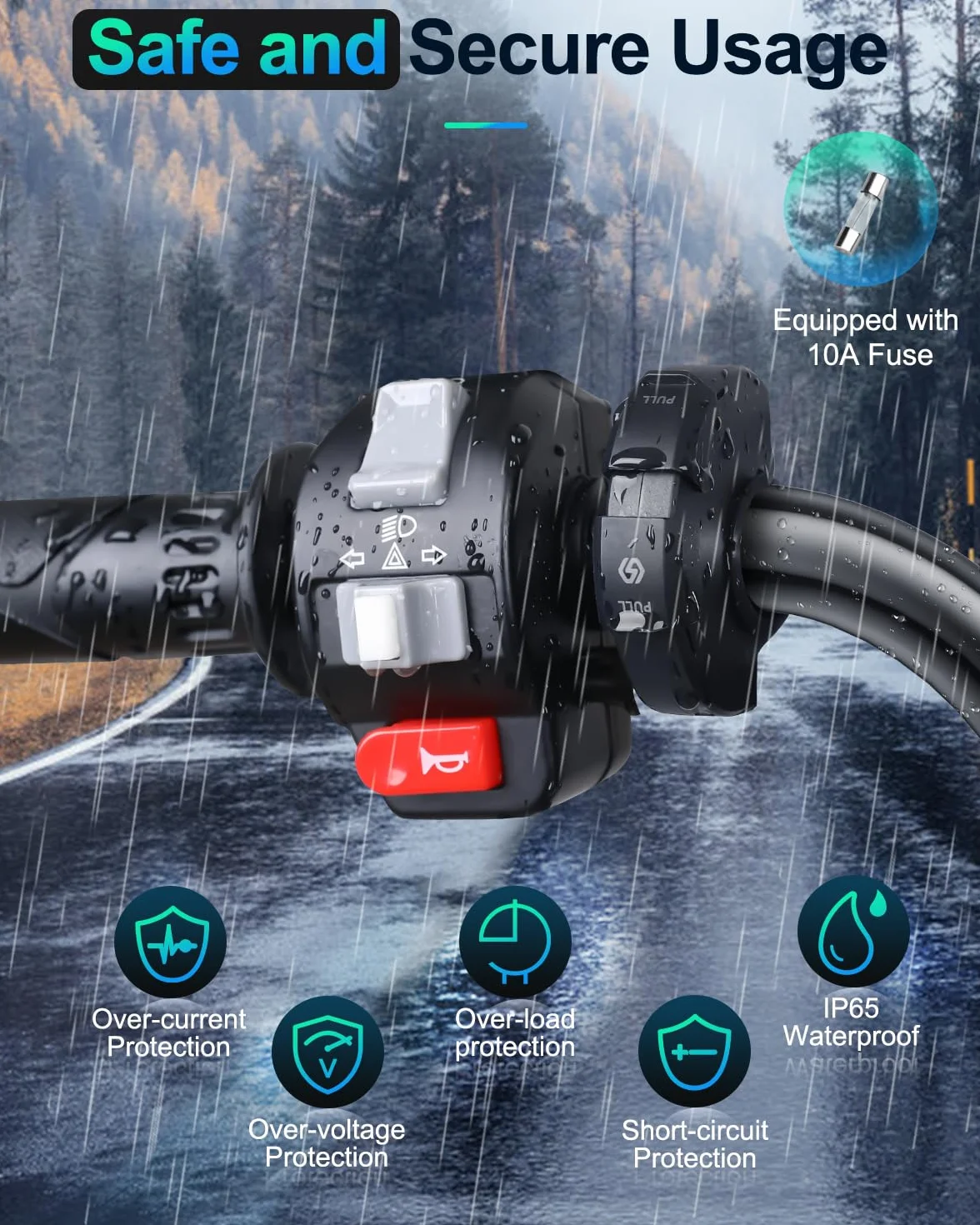 Okrągła konstrukcja motocyklowa ładowarka USB, 30 W typ C PD i 18 W QC3.0 USB-A porty ładowarki do telefonu motocyklowego, 12 V-24 V SAE do portu USB do wszystkich telefonów, GPS