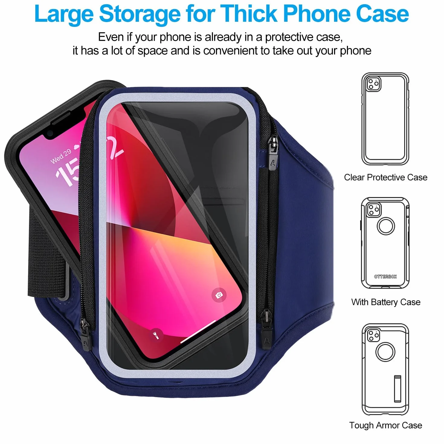 Sportowa bransoletka na telefon komórkowy, poręczna torba na słuchawki, 6,9 cala, etui na ramię do iPhone 16 15 14 13 12 Pro Max Galaxy S20-S24 z kieszenią na klucze na słuchawki do joggingu