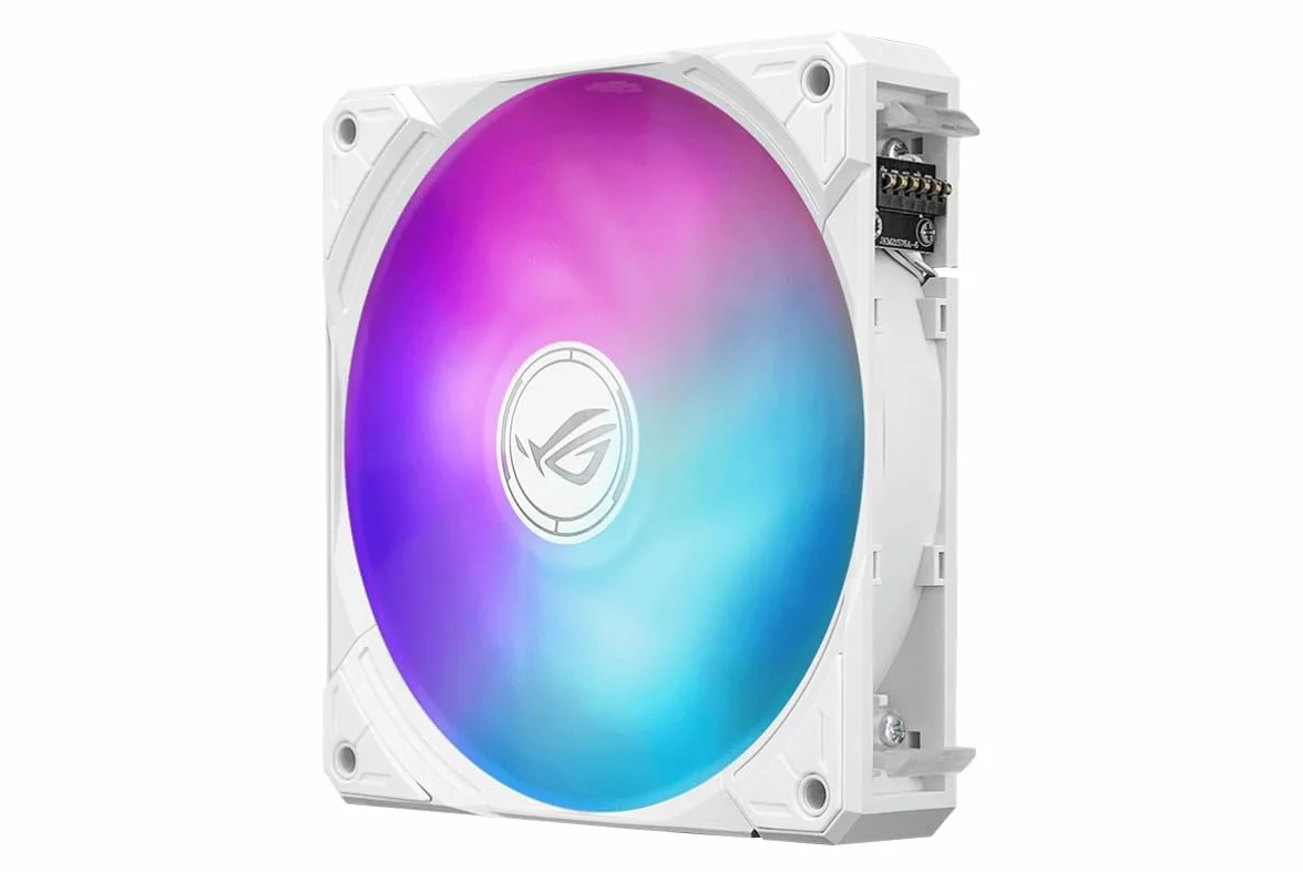 ASUS ROG RYUO IV 360 ARGB White - Chłodnica cieczy do procesora All-in-One z zakrzywionym ekranem 6,67" AMOLED do filmów 3D, wstępnie zamontowane wentylatory ARGB, pompa Asetek Emma Gen8 V2, pasta