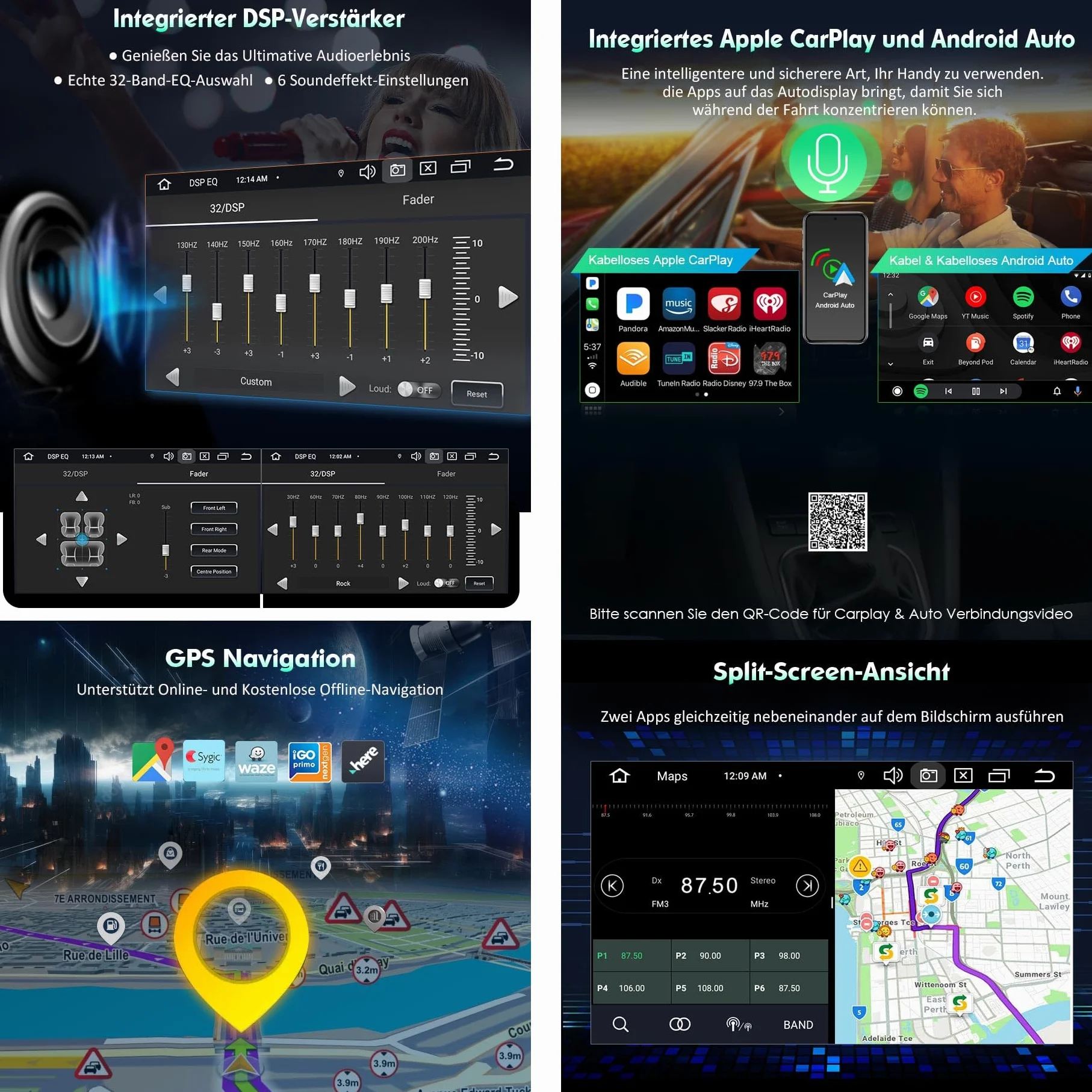 Erisin 8-rdzeniowy 4 GB + 64 GB 7 cali Android 14 radio samochodowe Bluetooth GPS nawigacja do FIAT Egea Aegea Tipo Dodge Neon obsługuje bezprzewodowe CarPlay Android Auto WiFi 4G DAB+ USB FM RDS