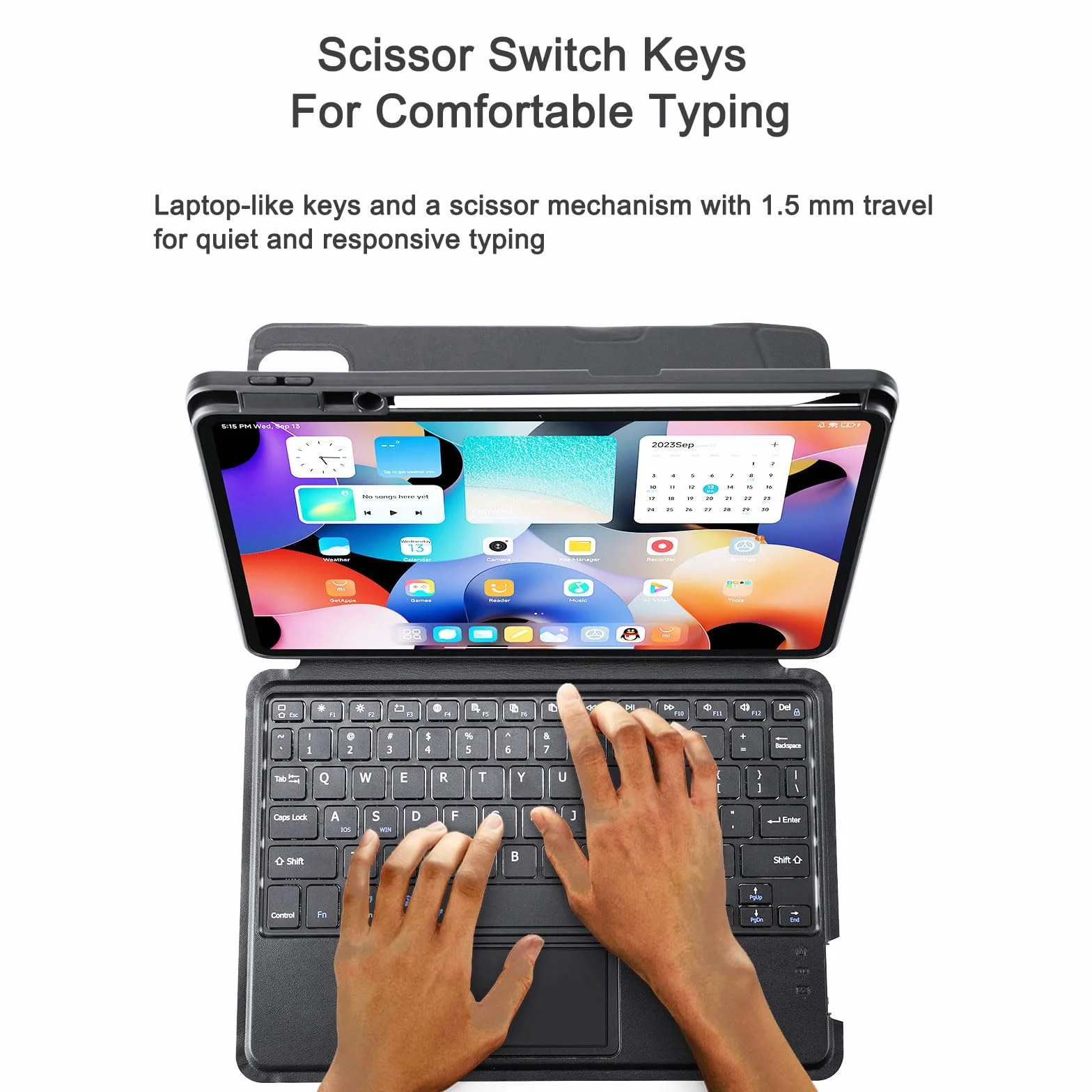 Etui na klawiaturę do Xiaomi Mi Pad 6/ Pad 6 Pro 11 cali 2023, magnetycznie odłączana bezprzewodowa klawiatura Bluetooth z gładzikiem, etui Folio z uchwytem na ołówek, regulowany stojak