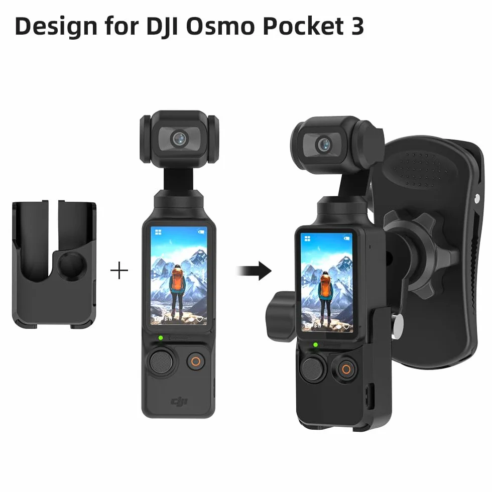 Uchwyt na pasek do plecaka obracany o 360°, uchwyt zaciskowy z rozszerzalną ramą, kompatybilny z DJI Osmo Pocket 3