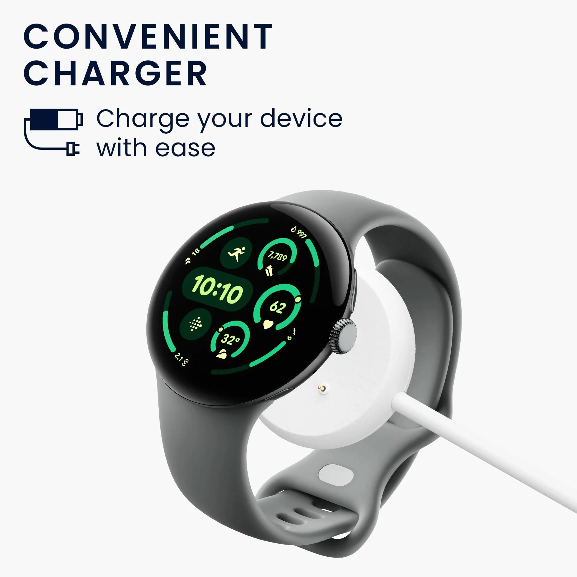 kwmobile Ładowarka do Google Pixel Watch 3 / Pixel Watch 2 / Fitbit Versa 4 3 2 / Ace LTE biała - kabel USB-C
