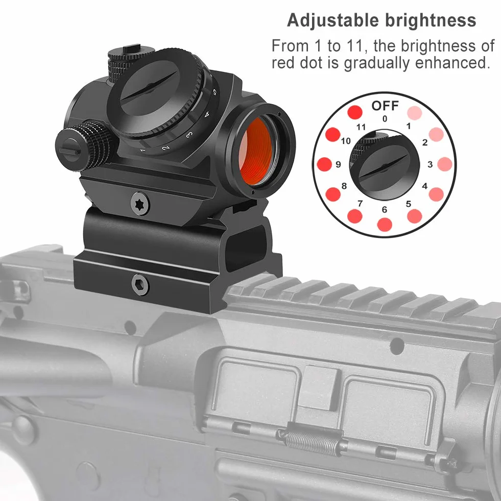 Feyachi RDS-22 Red Dot wizjer 1 x 22 mm 2MOA Airsoft wizjer punktowy kompaktowy wizjer z czerwonym punktem, luneta celownicza do szyn Picatinny/Weaver 20 mm/22 mm