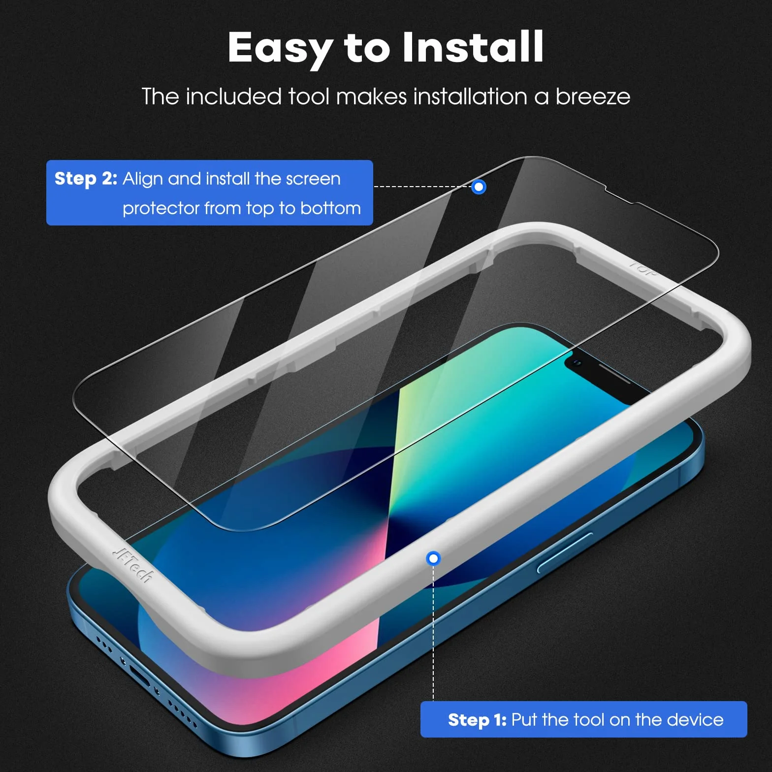 JETech Ochraniacz Ekranu dla iPhone 17e (2026) / iPhone 16e / iPhone 13/13 Pro, Screen Protector z Szkło Hartowane Film Folia z Narzędzie Łatwej Instalacji, 6,1 Cala Wyświetlacz, 3 Sztuki
