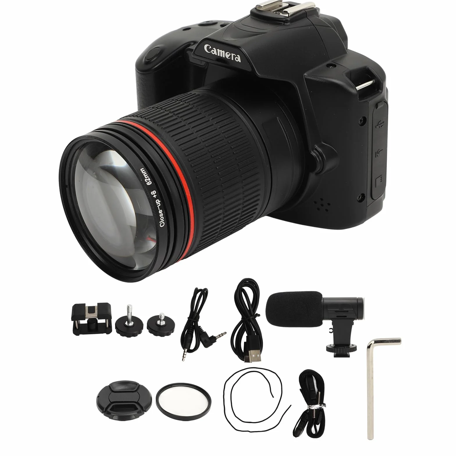 Cyfrowy Aparat Fotograficzny, Kamera do Vlogowania 4K 64MP na YouTube z Wi-Fi, 3-calowy Aparat do Selfie z Tyłu i Przodu, 16-krotny Zoom Cyfrowy, Obiektyw Makro 62 Mm, 4000 MAh