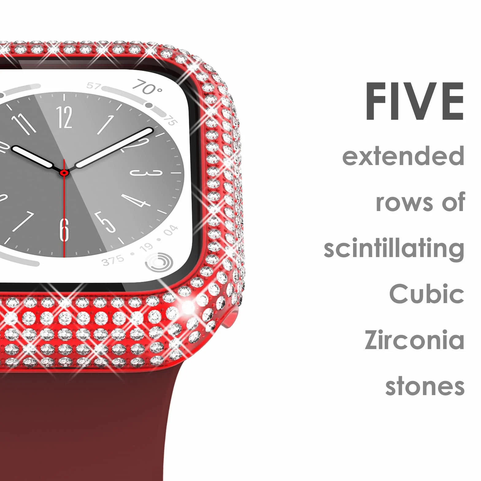 Surace Etui kompatybilne z Apple Watch 40 mm, 300 diamentów, z osłoną ekranu do Apple Watch serii 6/5/4/3/2/1, błyszczące etui ochronne ze szkła hartowanego, osłona ochronna na 38 mm, 40 mm, 42 mm, 44
