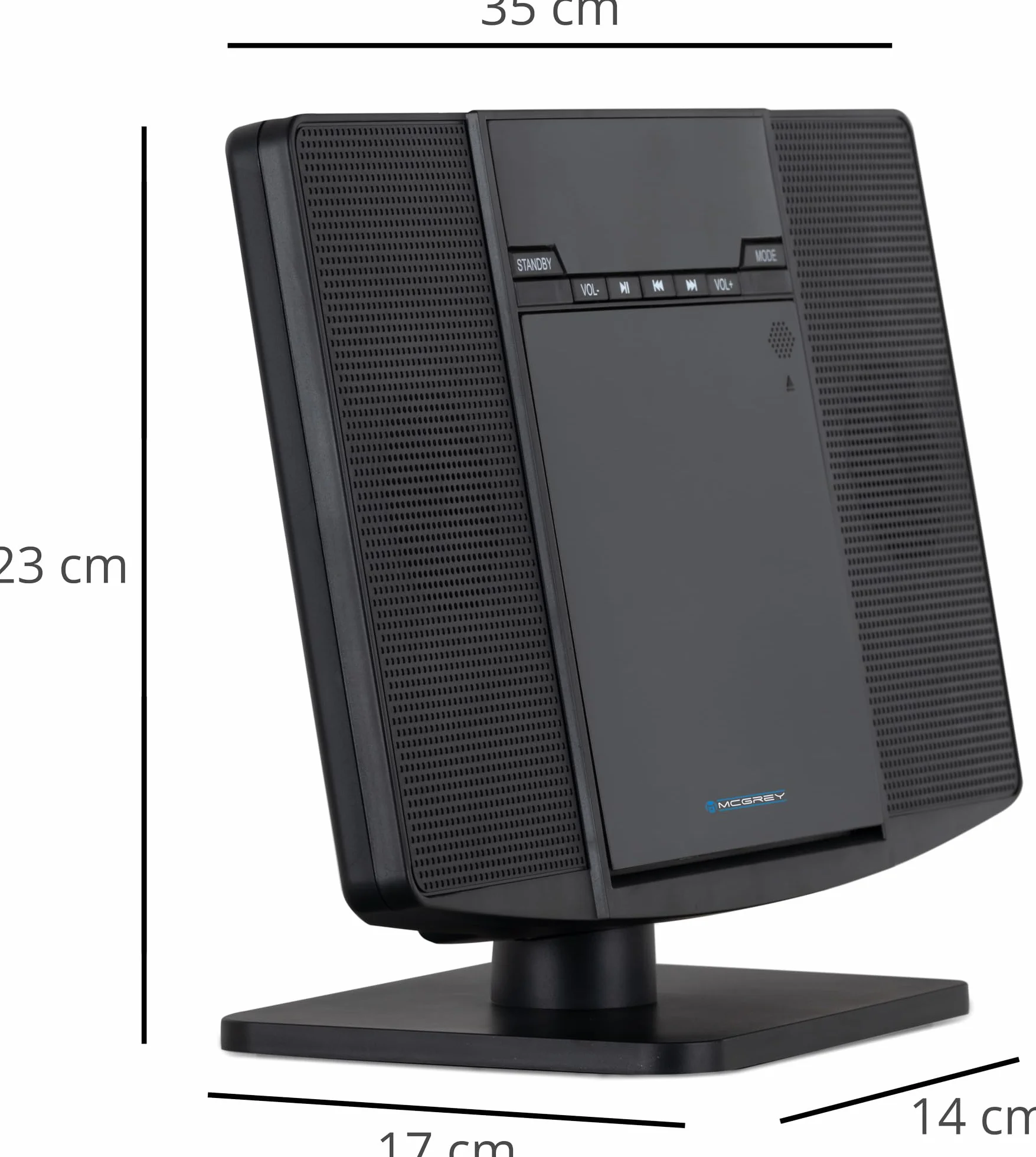 Beatfoxx McGrey MCD-60 pionowa wieża stereo – kompaktowy system HiFi z odtwarzaczem CD/MP3, gniazdem USB, streamingiem Bluetooth i radiem UKW/MW, AUX-In, pilot zdalnego sterowania, 2 x 3 W RMS, kolor