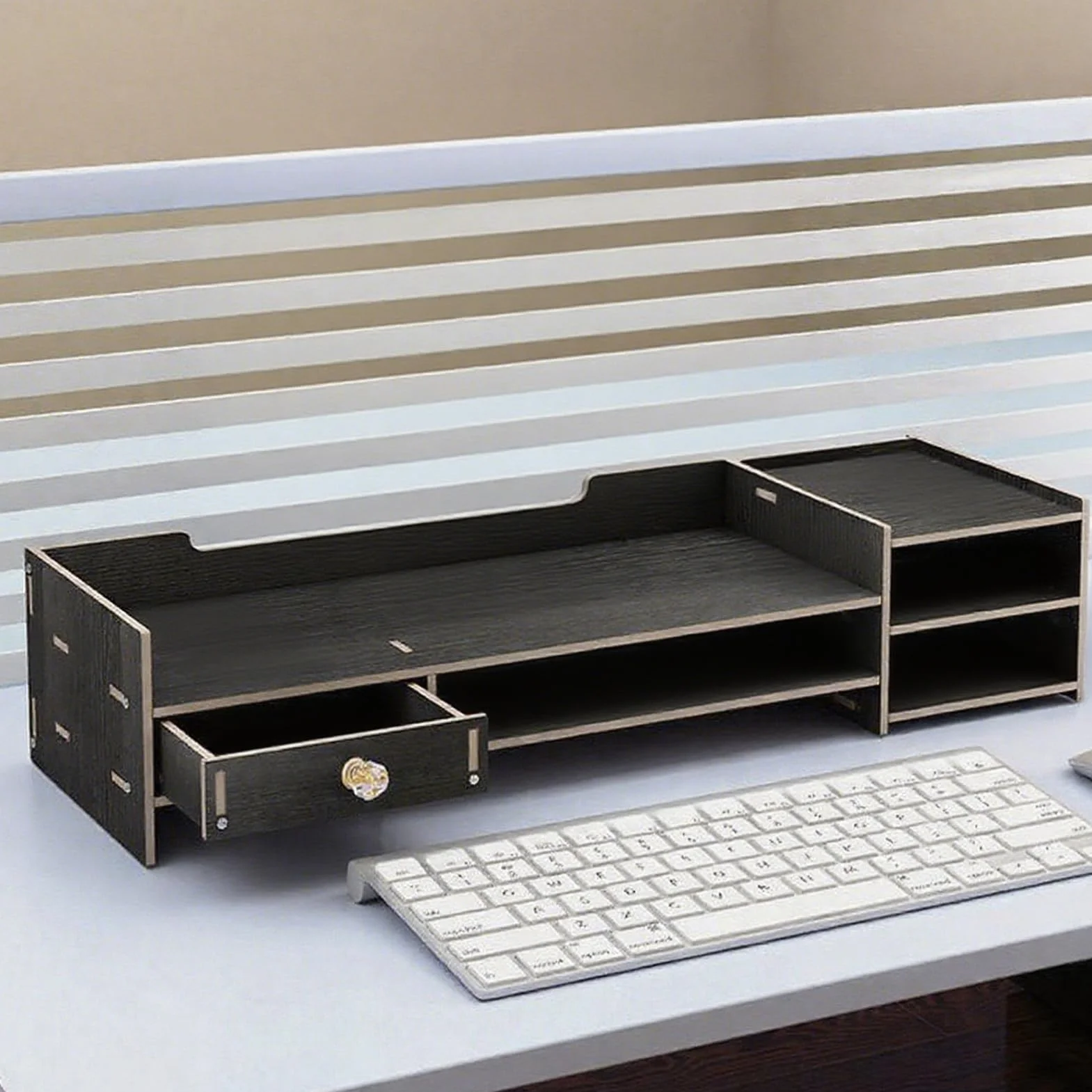Podstawka Pod Monitor Biurkowy Drewniana Podstawka Na Biurko Pod Monitor | Organizer Na Akcesoria Do Domowego Biura Komputer Laptop Drukator Przybory Szkolne