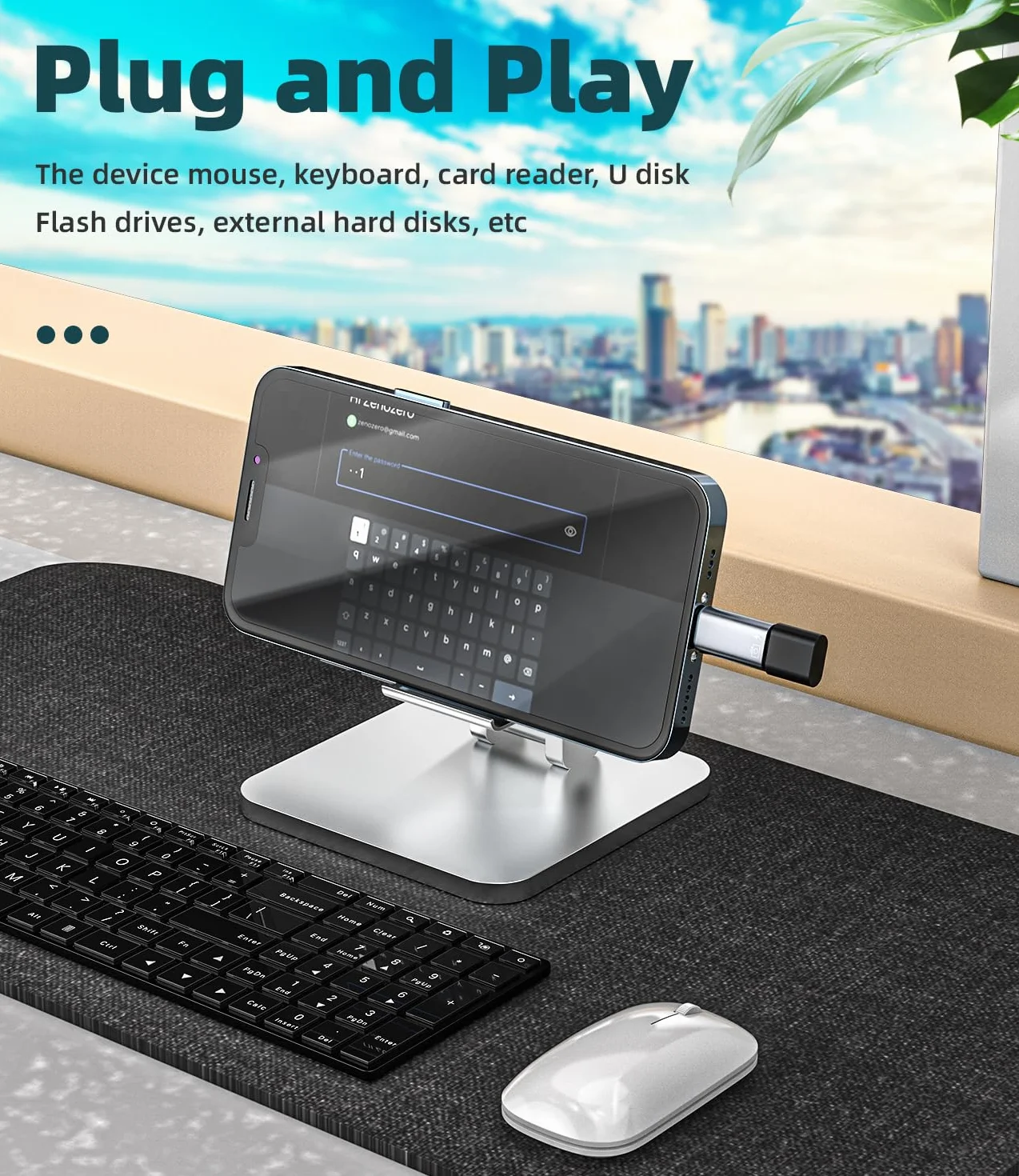 Adapter USB-C żeński do męskiego Lightning OTG zestaw 2 do iPhone'a 14 Pro Apple MFI certyfikowany