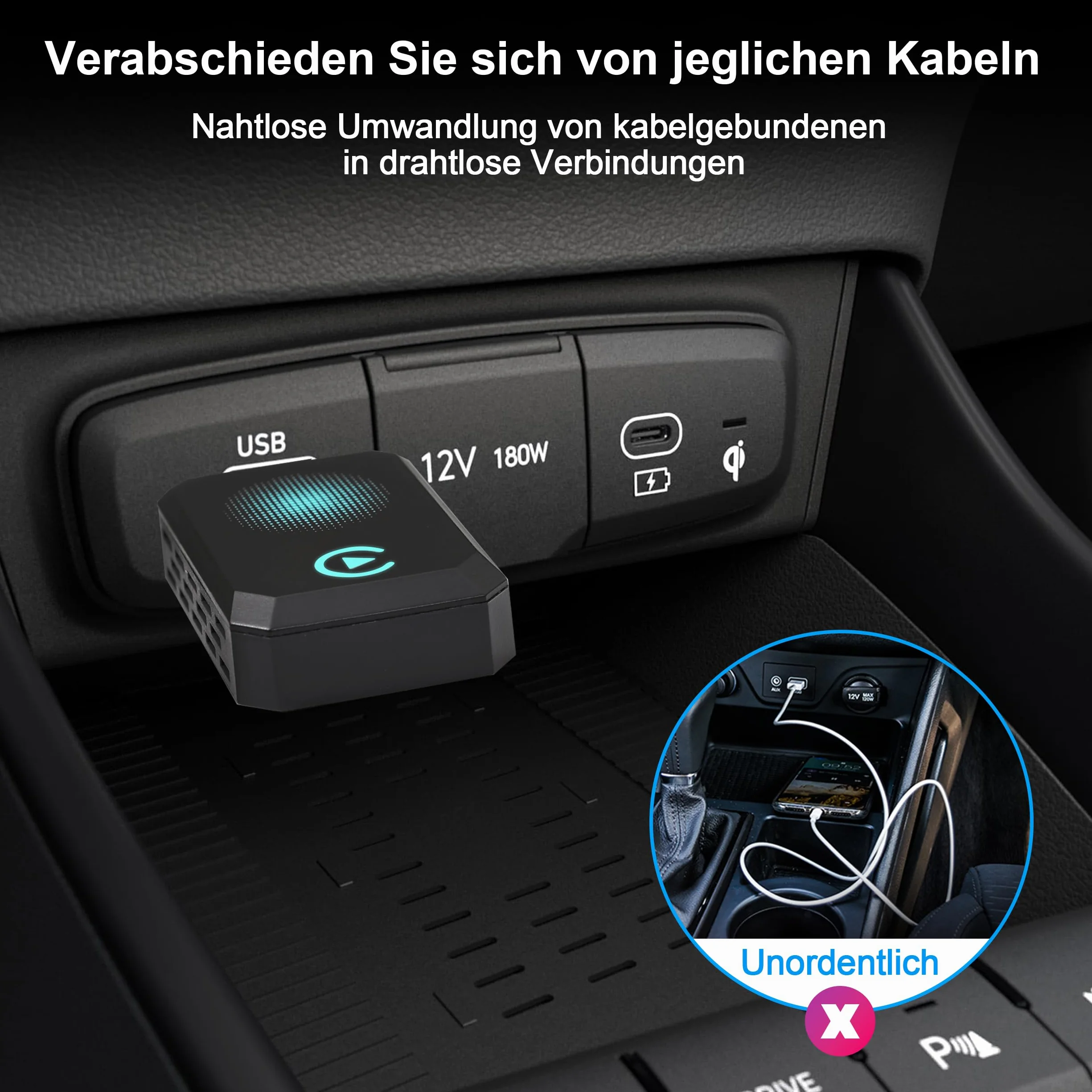 Bezprzewodowy adapter CarPlay UK do iPhone'a, konwertuj przewodowy na bezprzewodowy CarPlay, Plug and Play, odpowiedni do samochodów po 2016 roku, kompatybilny z iPhone iOS 10+