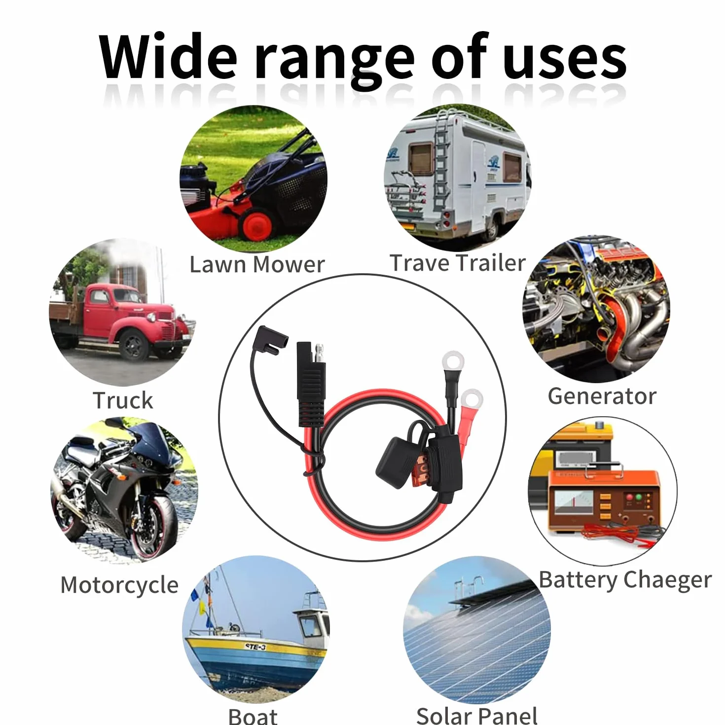 10AWG zacisk SAE do O-ring, przyłącze akumulatora SAE, 40 A, 2-pinowe szybkozłączka, kabel przedłużający SAE, do paneli słonecznych, samochodowych, motorowych, motorowych, kamperów, 60 cm