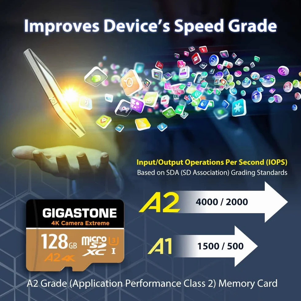 [5-letnia bezpłatna odzyskiwanie danych] GIGASTONE karta micro SD 128 GB, kamera 4K Extreme, karta pamięci MicroSDXC do przełącznika, GoPro, kamery akcji, DJI, R/W do 100/50 MB/s, UHS-I U3 A2 V30 C10