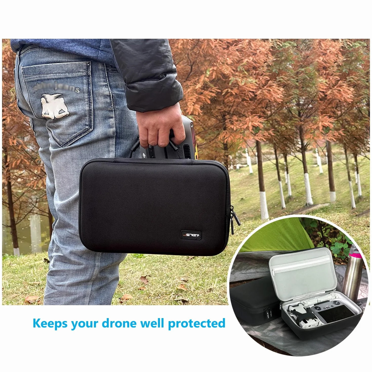 JSVER DJI Mini 4 Pro Case - Carrying Bag for Mini 3 and Drone Combo With Accessories - Black