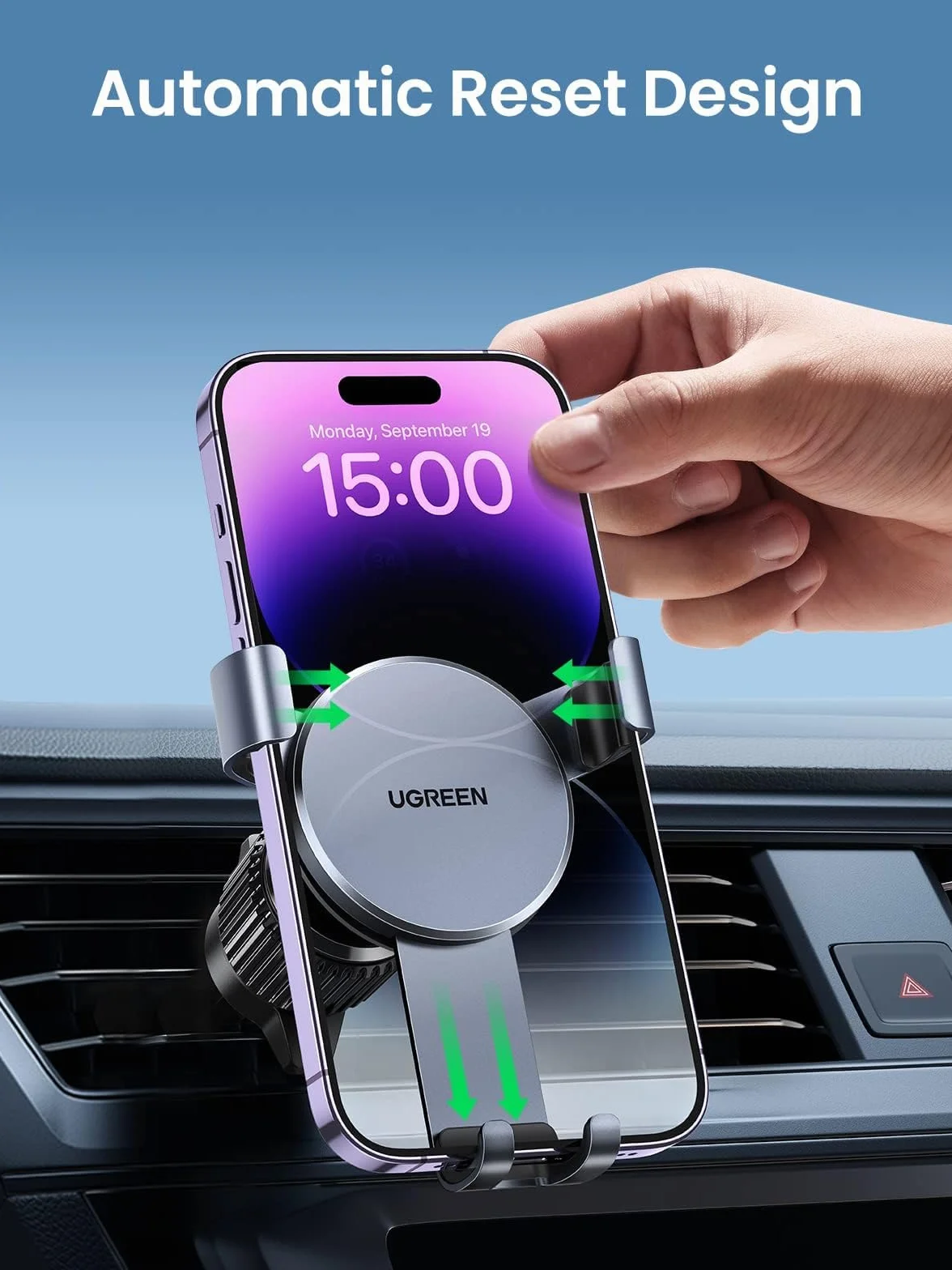 UGREEN Uchwyt Samochodowy na Telefon, Odpowietrznik Hak na Ogon, Kompatybilny z iPhone 14/13/12 Pro Max XR Galaxy S22 S21 S20 Huawei P30 P20