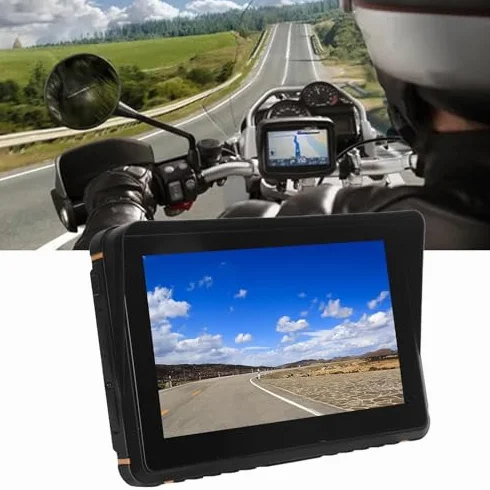 Nawigacja GPS Motocykla 5G z Podwójnym Wi-Fi, 7-calowy Ekran Dotykowy HD Bezprzewodowa Nawigacja GPS dla Carplay dla Airplay dla Android Auto, Przenośny Wodoodporny System GPS