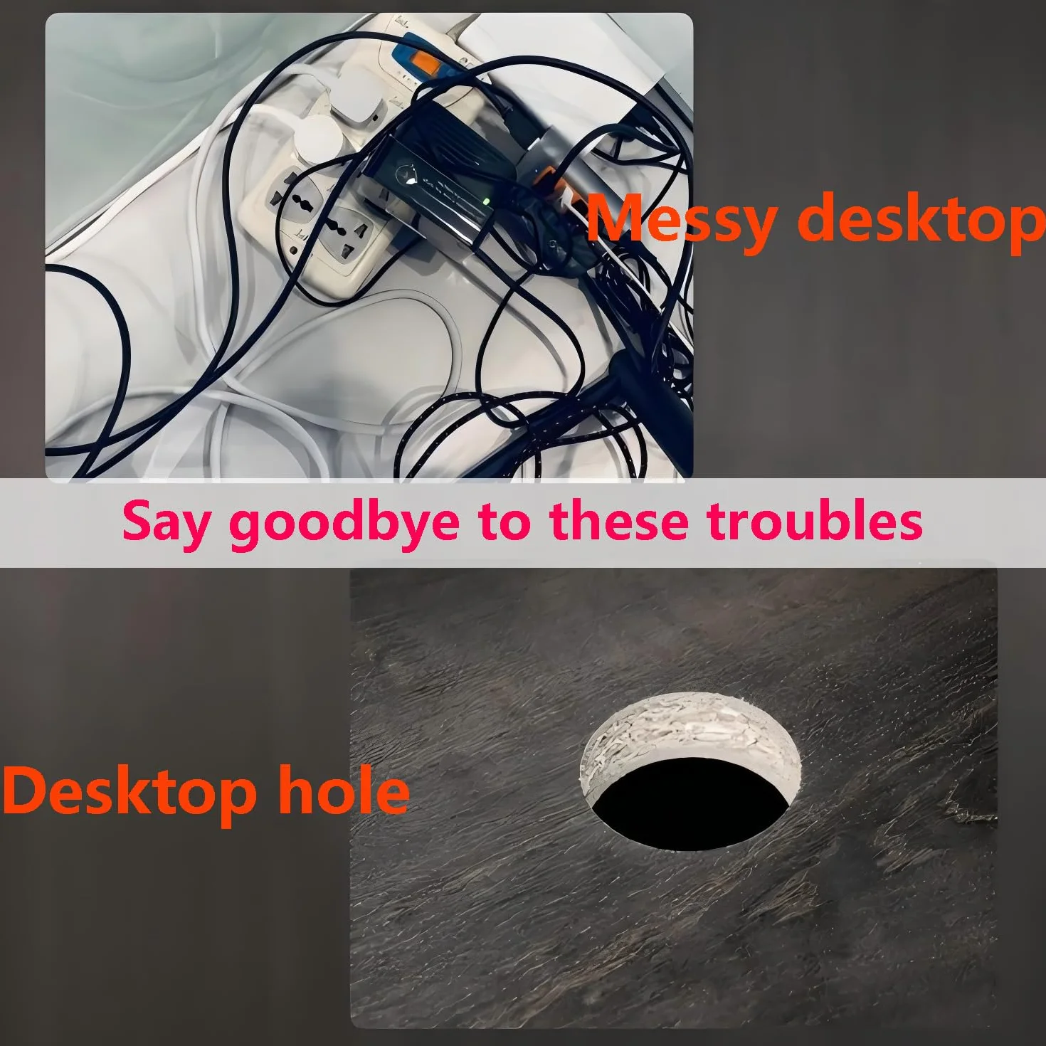 Qrity Pokrywa Kabla Otwór Biurko Przejście Średnica 1,2 Cal (30 mm) ABS PC Organizator