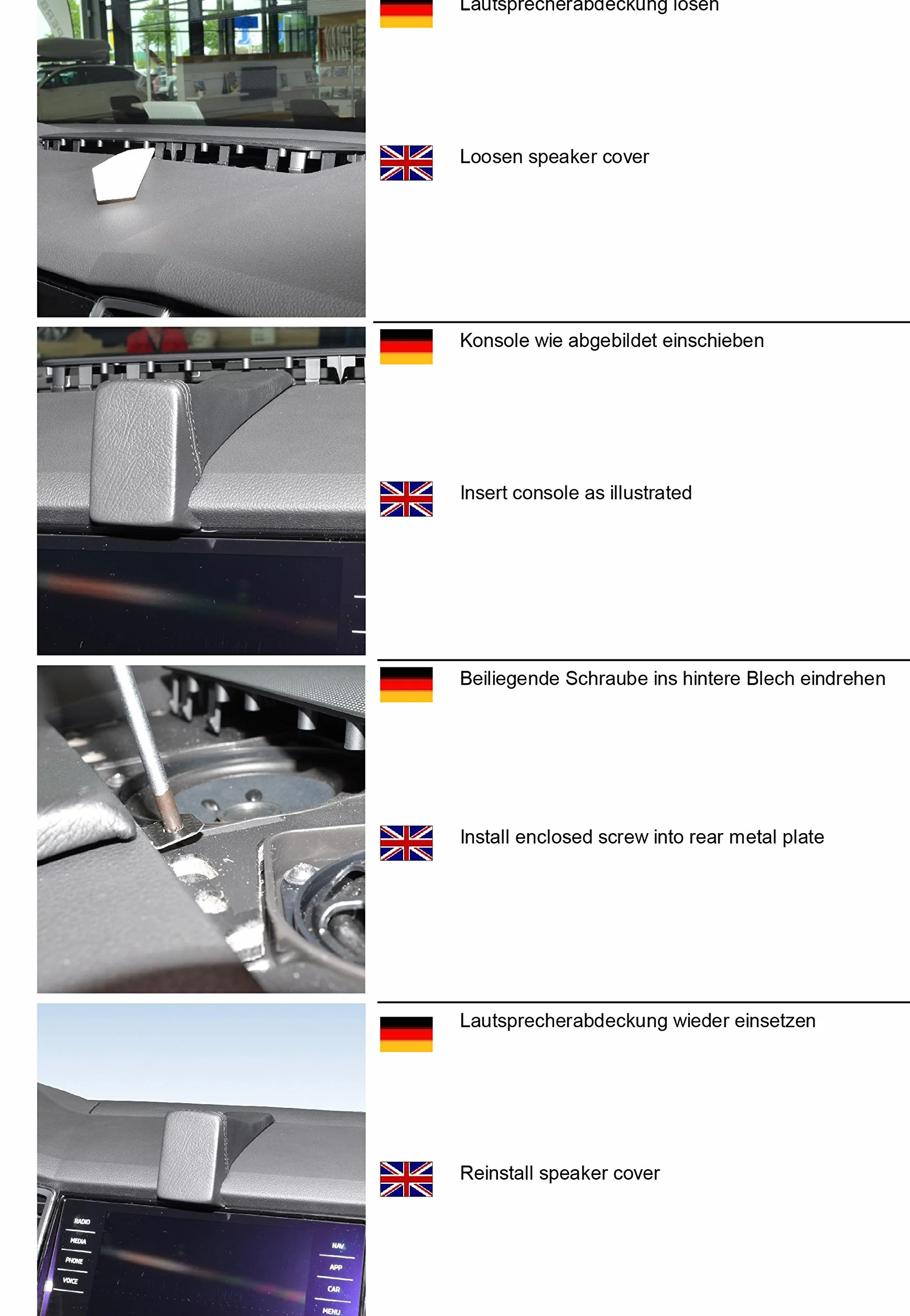 KUDA 6720 Uchwyt z prawdziwej skóry czarny do Skoda Kodiaq od 03/2017