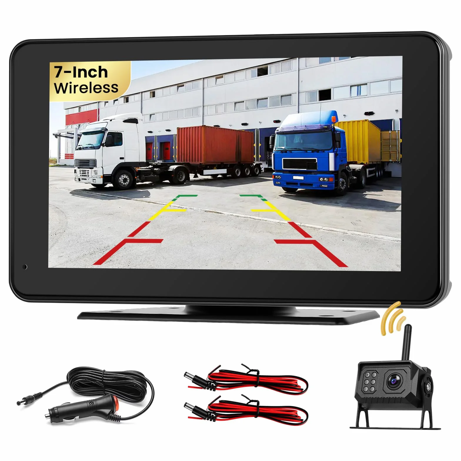 Roinvou Bezprzewodowa kamera cofania z monitorem 7 cali HD 1080P, pomoc w parkowaniu z BSD, IP68, noktowizor, do ciężarówki, narzędzia, kampera, przyczepy, samochodu, 12V-24V