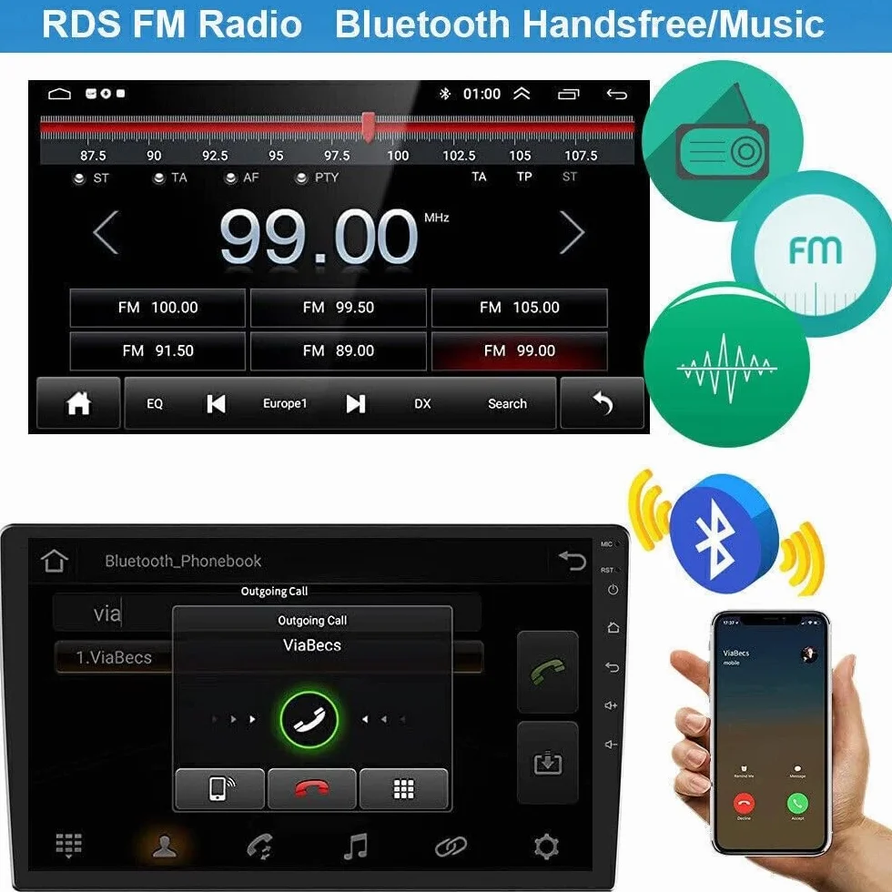 2+64G Podwójny Din Radio samochodowe do Ford Ka 2008-2014 Wireless Carplay Android Auto 9"IPS-Touchscreen Android 14 Autoradio GPS-Navigation Bluetooth FM RDS Kamera cofania WiFi Mirror Link SWC