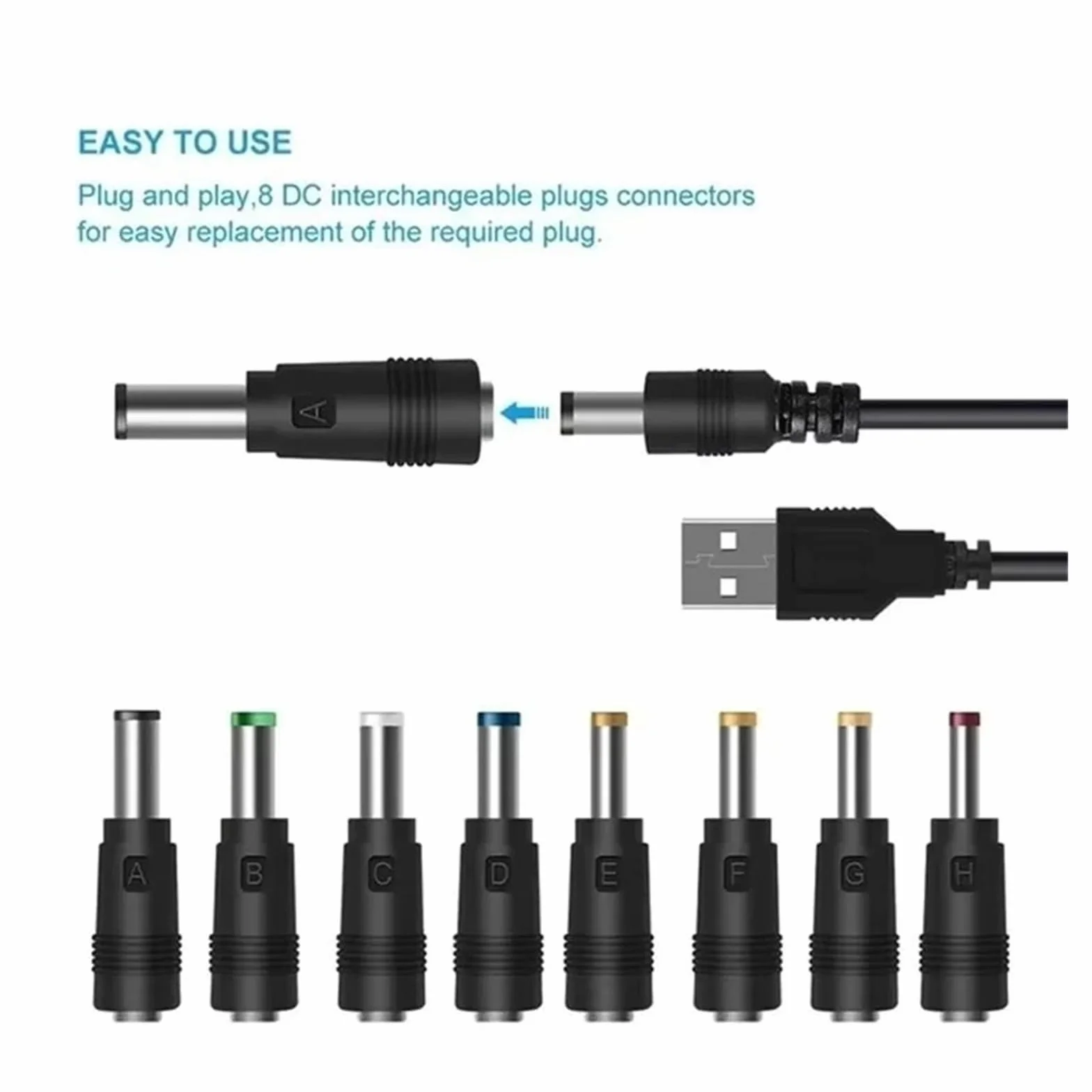 USB Boost 5 V-9 V-12 V DC 5,5 x 2,1 mm 8-pinowy kabel WiFi router modem wentylator (10 sztuk)