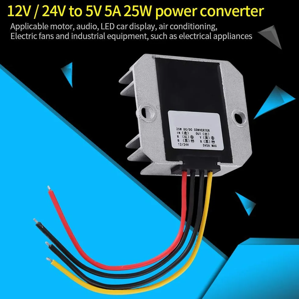 Przetwornica DC-DC 12V/24V do 5V 5A 25W przetwornica napięcia do zasilania samochodowego