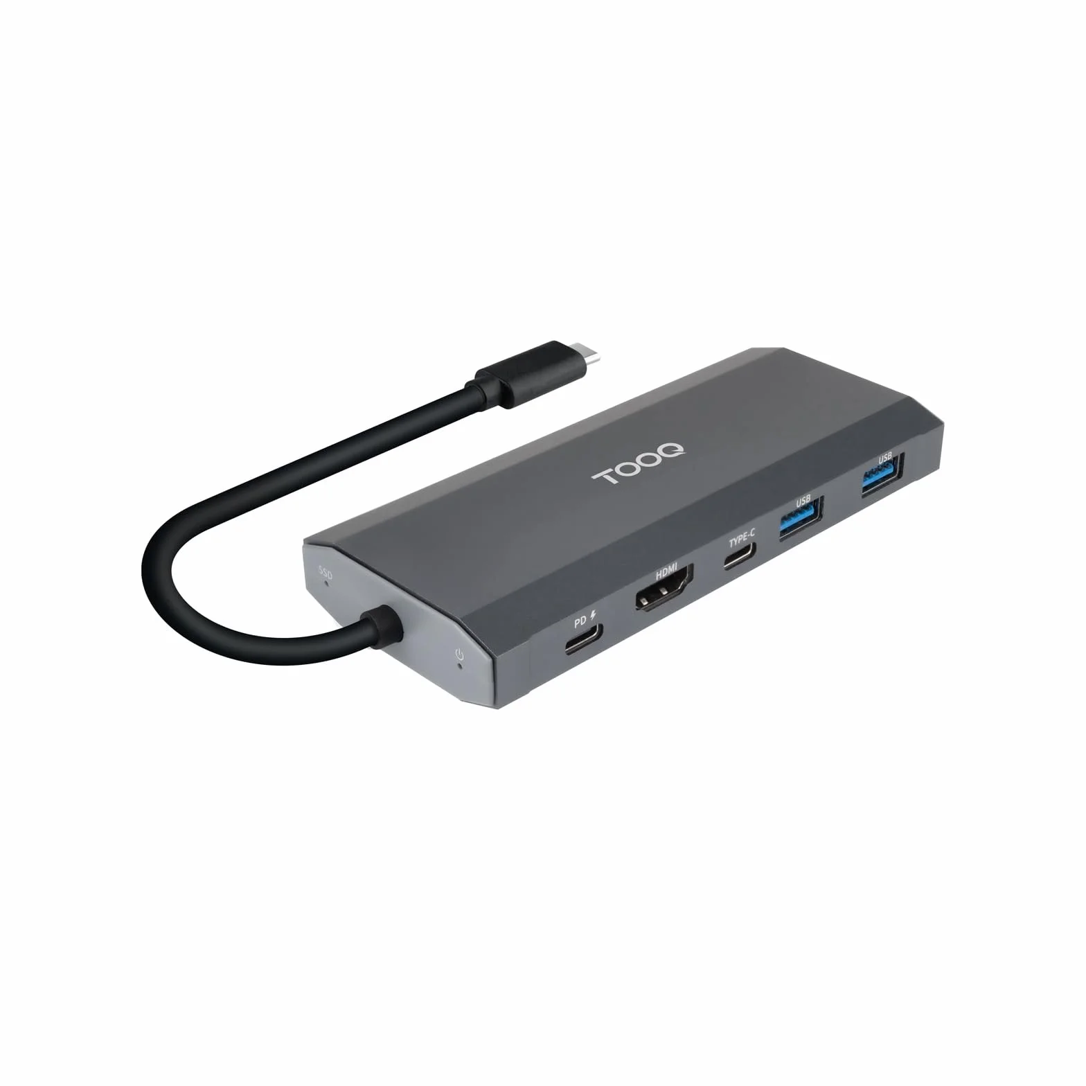 TOOQ TQE-2241G obudowa zewnętrzna do dysków SSD M.2 NGFF/NVMe + USB 3.2 Gen2 HUB z 1 x USB-C/PD + 2 x USB-A + USB-C + HDMI, szary