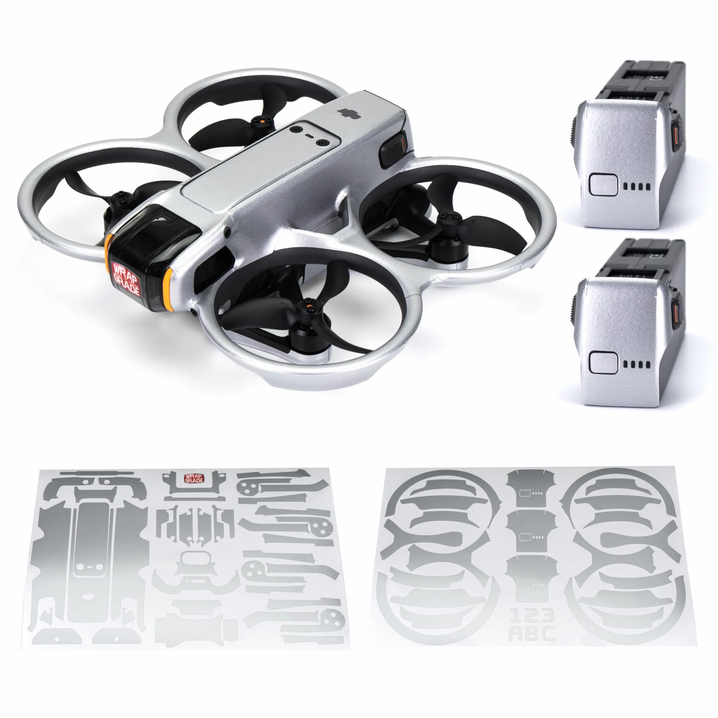 WRAPGRADE Naklejka skórna kompatybilna z DJI Avata 2 (Airforce Silver)