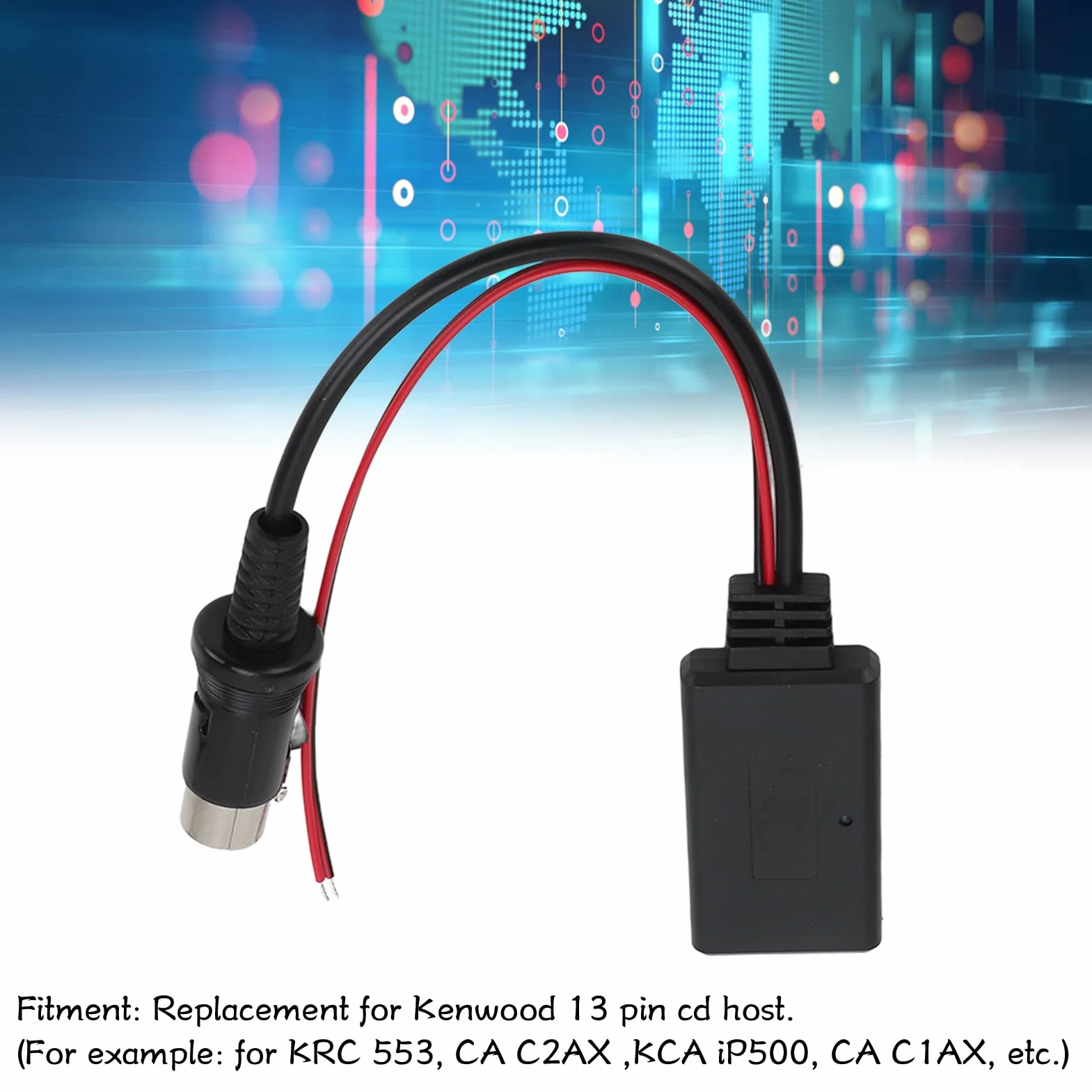 Adapter Bluetooth Aux, 13-pinowy Moduł Bluetooth Adapter Muzyczny Zamiennik Kabla Audio Aux dla Kenwood KRC 553 CA C2AX KCA IP500 CA C1AX