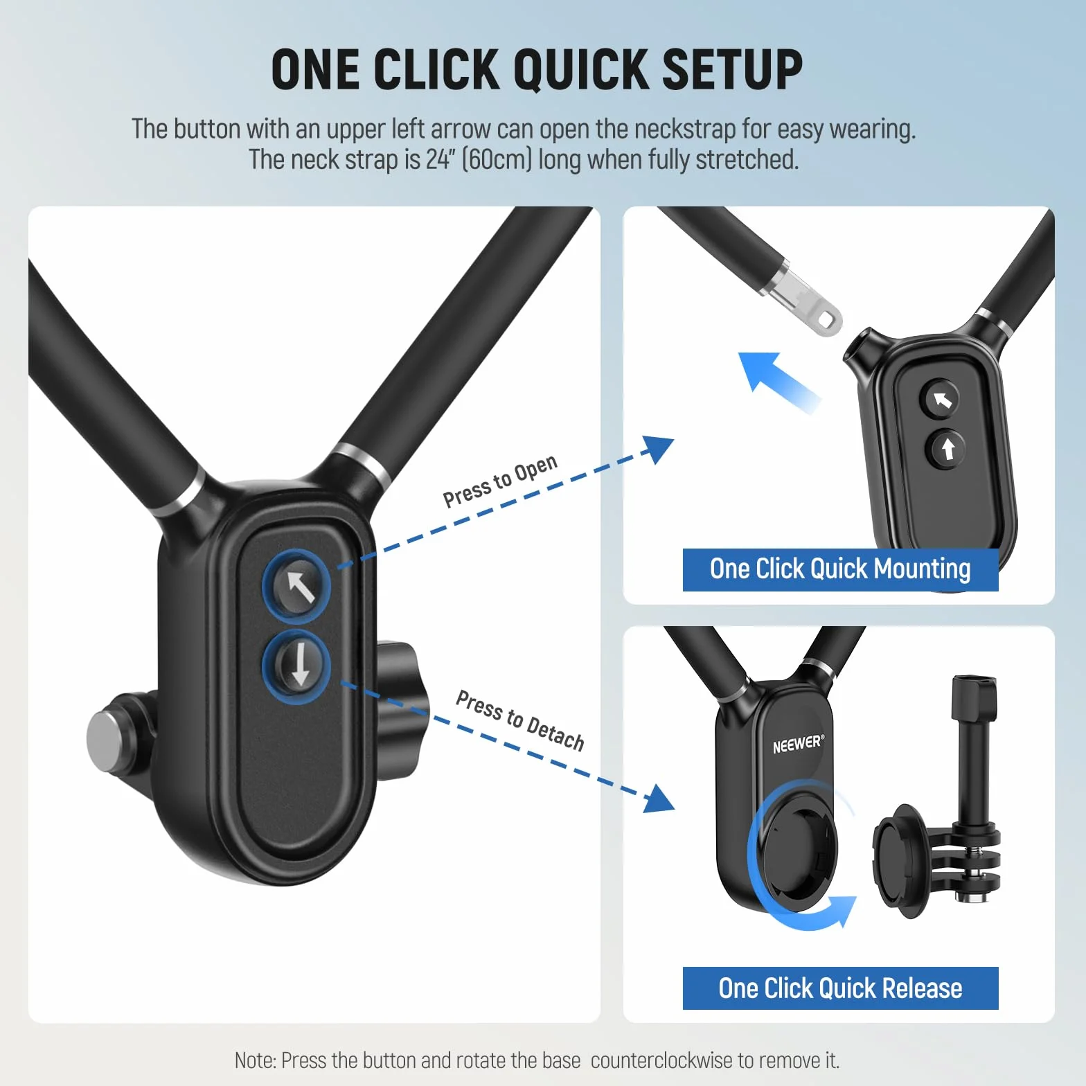 NEEWER Magnetyczny uchwyt na szyję, stojak na klatkę piersiową na szyję zestaw głośnomówiący kompatybilny z GoPro dji Insta360 iPhone 15 Android, uchwyt na telefon do wideo POV, GP16