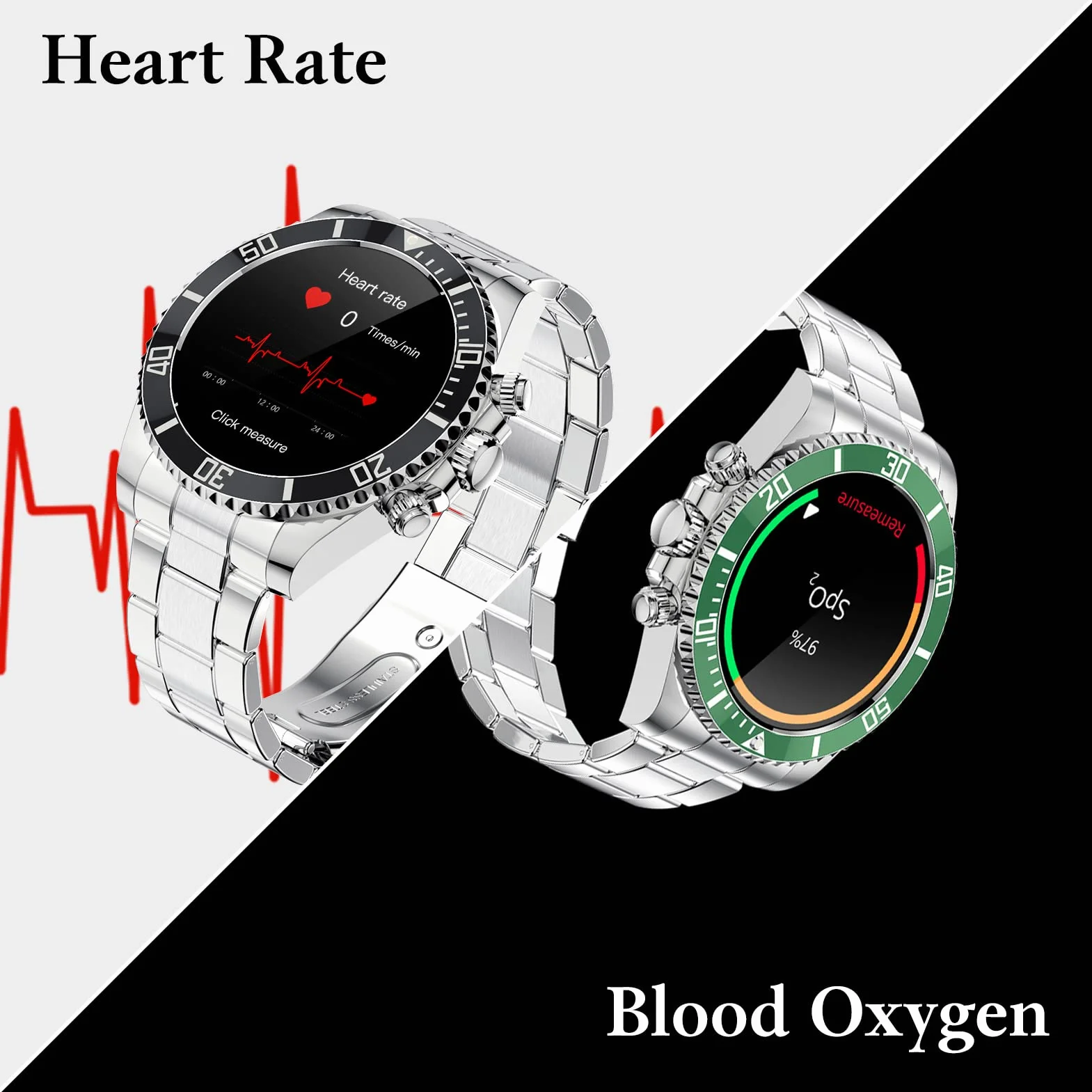FORSINING Zdrowie i fitness smartwatch z monitorem ciśnienia krwi tętna licznik kroków zegarek inteligentne zegarki dla mężczyzn, zielony srebrny