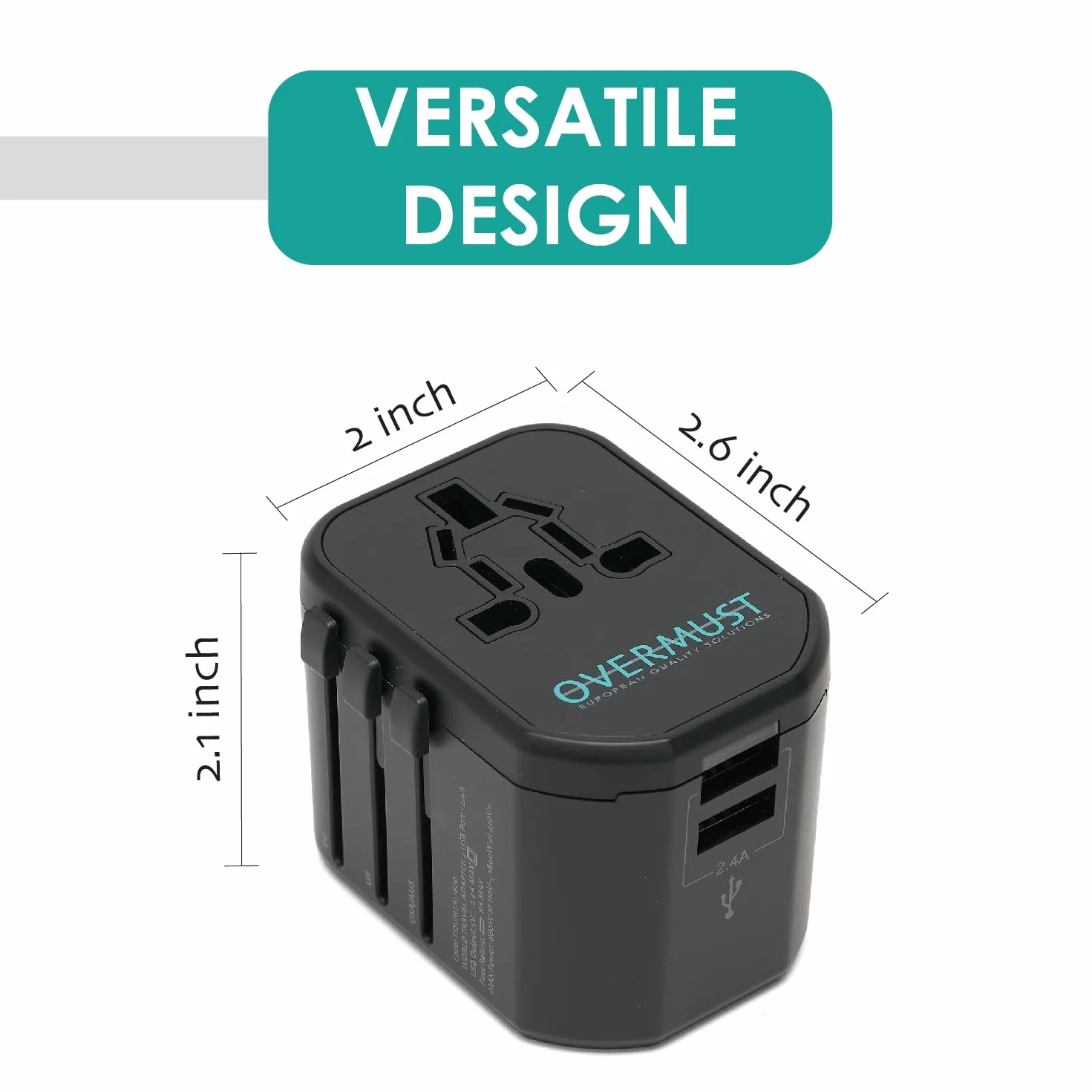 Uniwersalna Przejściówka Podróżna z 2 Portami USB, Kompatybilna w USA, Wielkiej Brytanii, Europie i Australii, Przenośna Konstrukcja, Pełna Kompatybilność 100 V-240 V