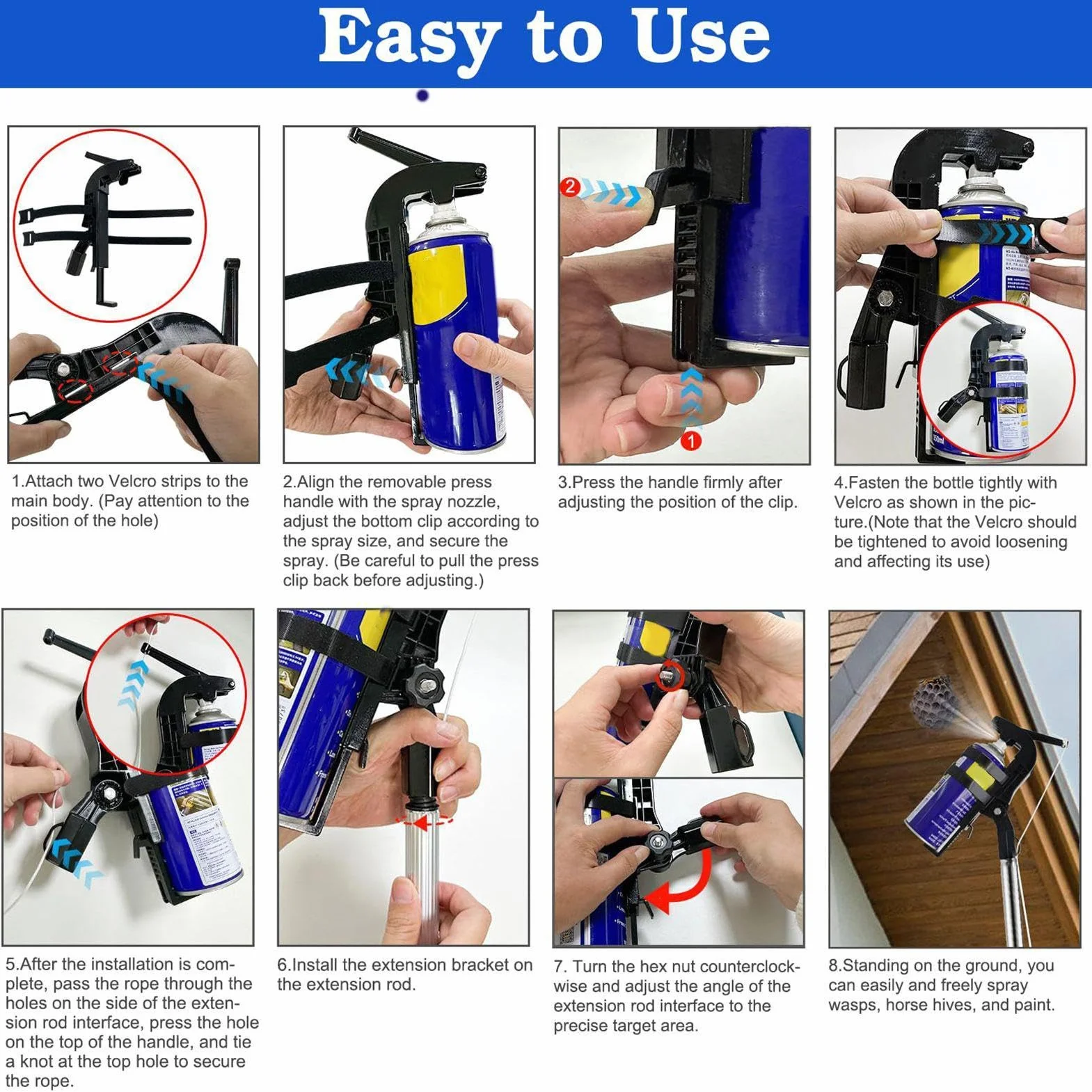 Adapter Przedłużki Puszek Spray Regulowane Przystawki Malarskie | Końcówki drążka przedłużającego Narzędzia, Akcesoria Do Gniazd Pszczół Cieśli, Drzew, Obrony Uli, Ogrodu, Liści, Rynien,