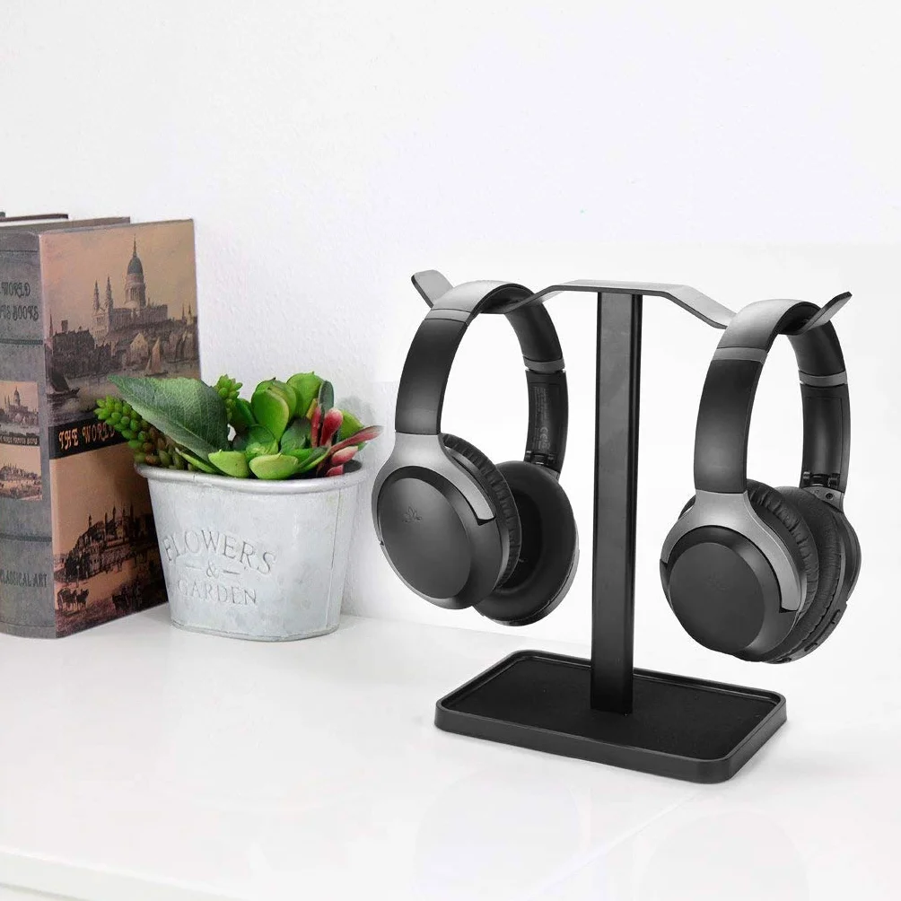 Neetto HS908 Podwójny uchwyt na słuchawki biurkowe, stojak i schowek do słuchawek Micro Sennheiser, Sony, Audio-Technica, Bose, Beats, Akg, Słuchawki do gier