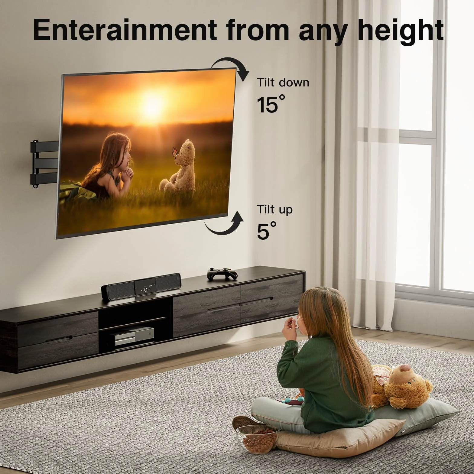 Uchwyt Ścienny do Telewizora, Obracanie Nachylanie Wysuwanie Obrotowy Uchwyt Ścienny do Telewizorów 10-32 cali do 20KG, Max VESA 100X100mm
