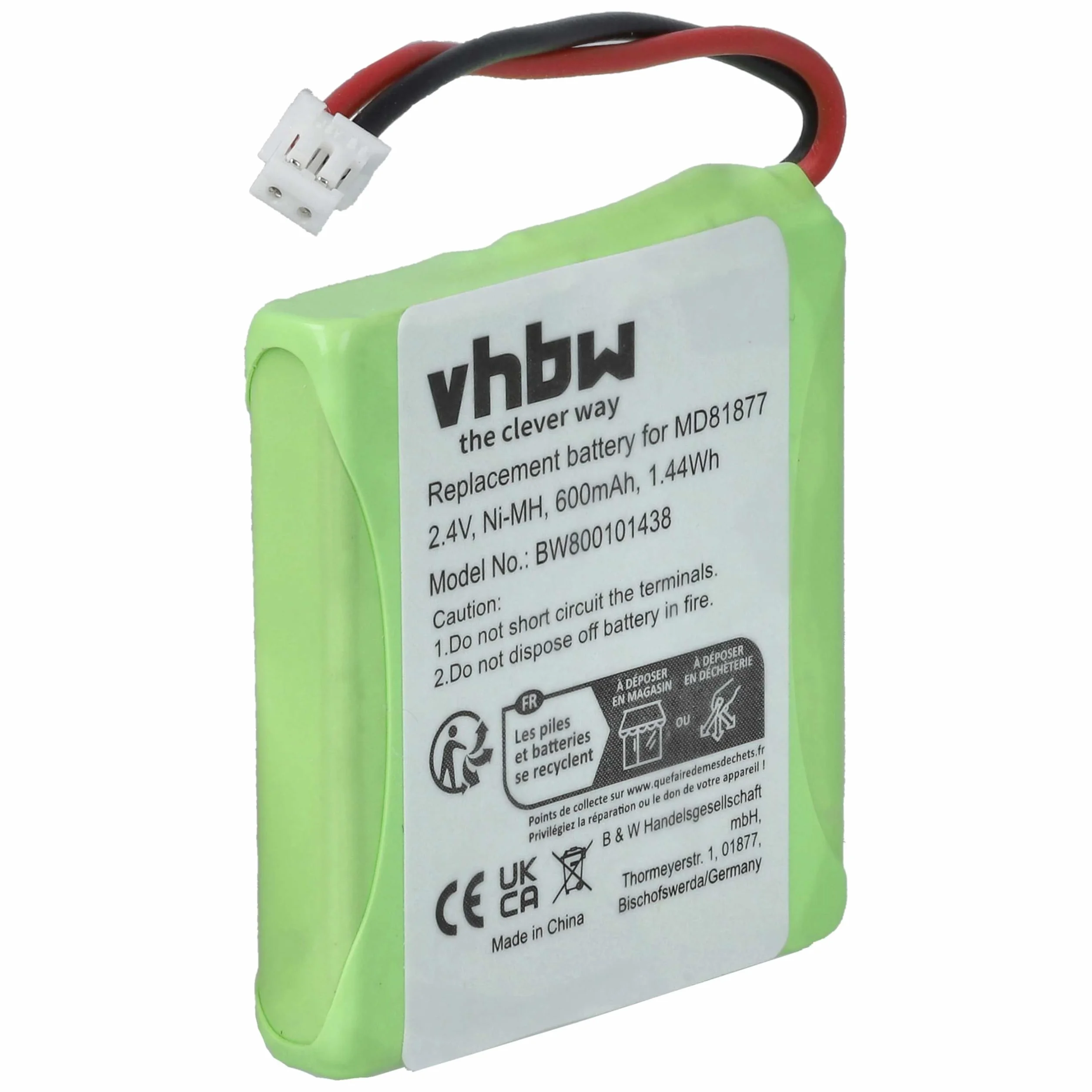 Bateria Ni-MH 600 mAh 2,4 V kompatybilna MEDION Fritz Fon MT-D