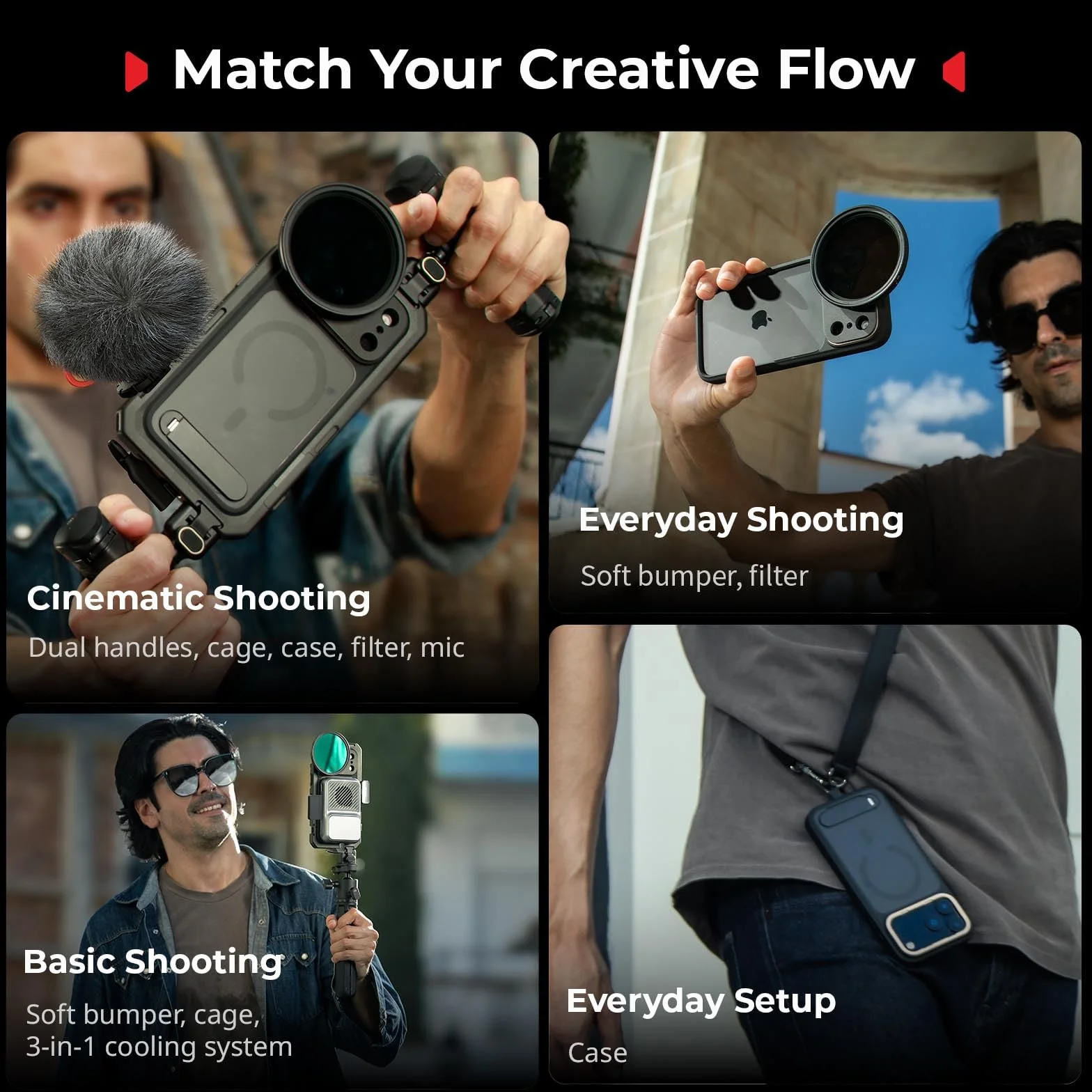 SMALLRIG Mobilna klatka wideo do iPhone'a 17 Pro, z etui/miękką ramką z TPU/mocowaniem T i tylną płytką obiektywu z gwintem 17 mm, zestaw wideo do nagrywania wideo, vlogów, edycja flagowa - 5542