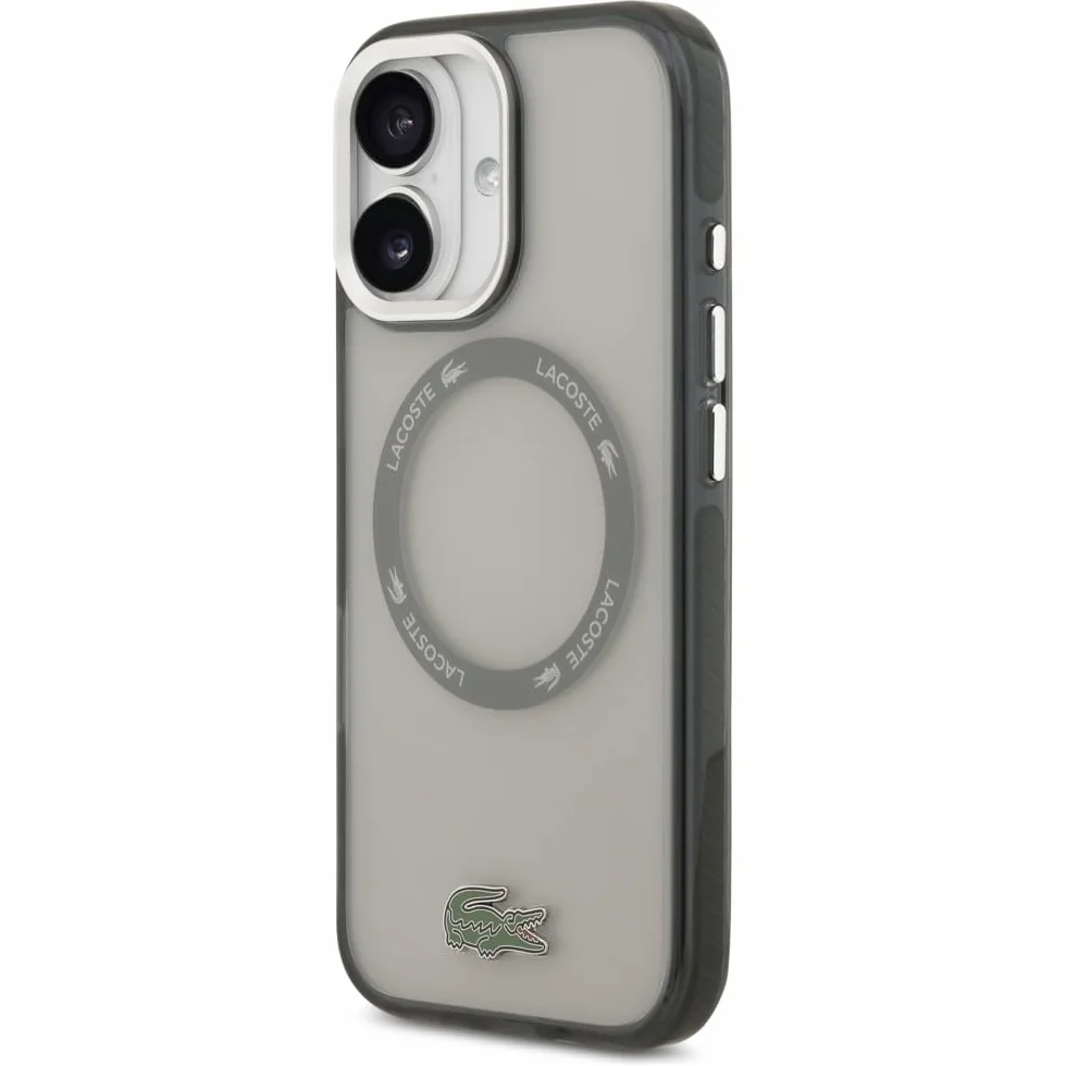 CG MOBILE Lacoste Shockproof przezroczyste etui kompatybilne z MagSafe do iPhone 17 x (szare)