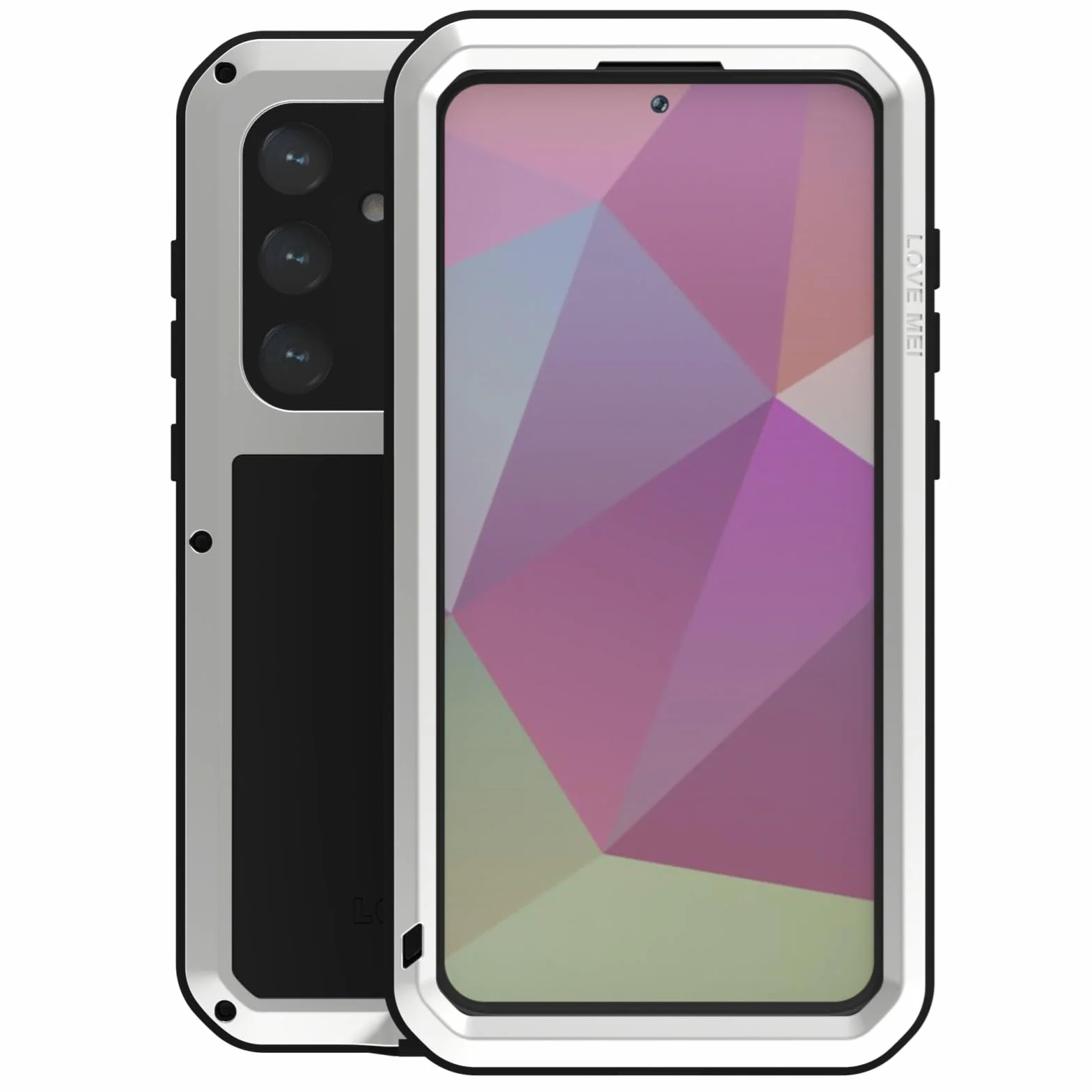 LJFLYXRI Wytrzymałe etui ochronne na całą obudowę do Galaxy S24 firmy – wytrzymałe aluminiowe i silikonowe, odporne na wstrząsy etui z wbudowaną osłoną ekranu (srebrne, S24)