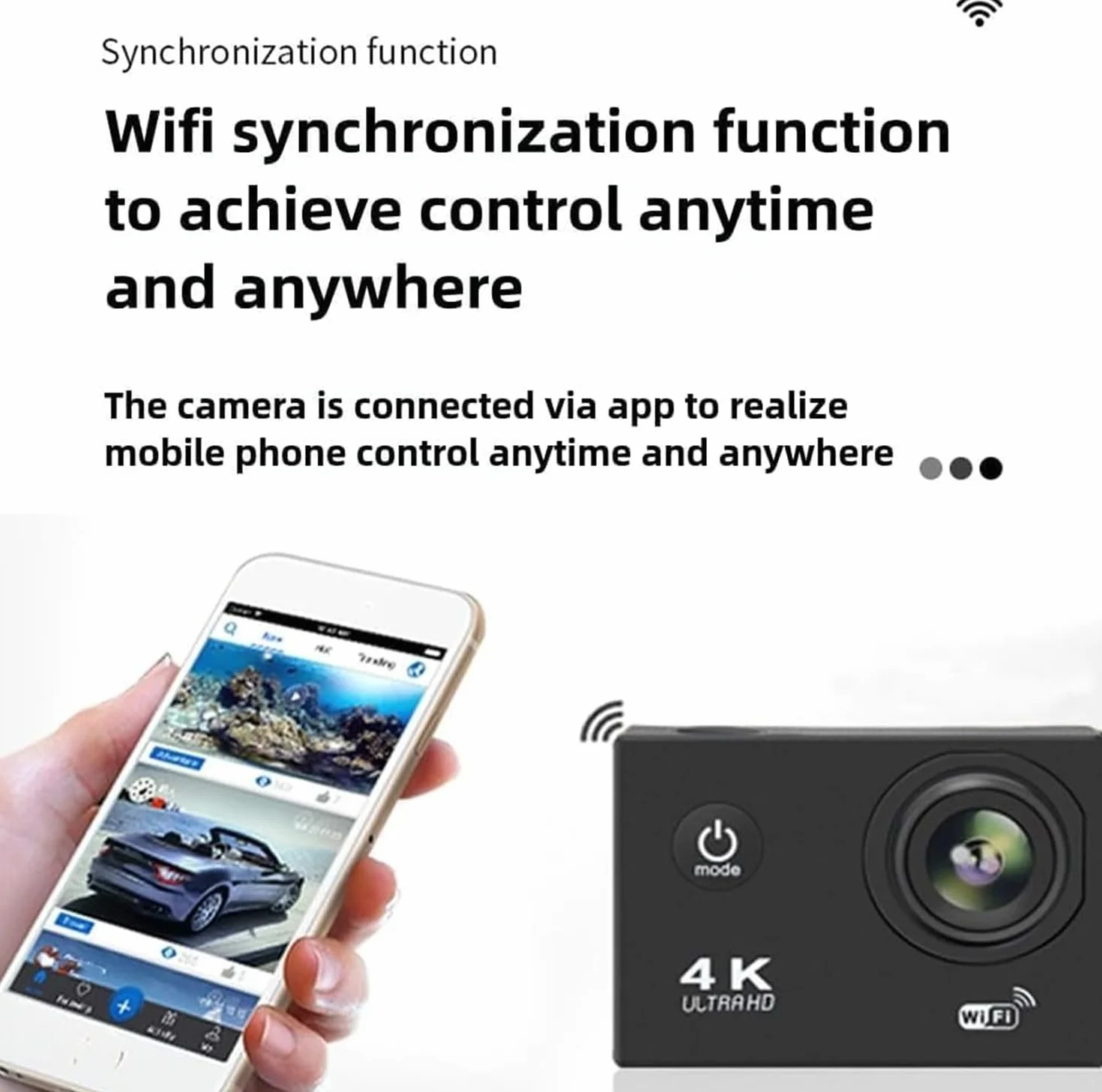 Roamix Vision kamera sportowa 4K, ulepszona kamera WiFi 2026 170°, ultra szerokokątna, outdoorowa, wodoodporna, sportowa kamera wideo dla entuzjastów fotografii i nurkowania, złota, 64 g
