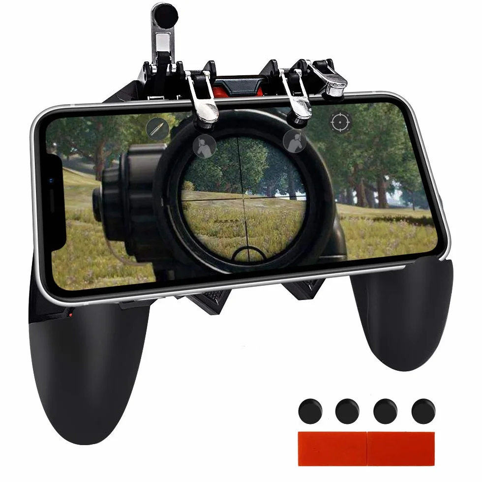 Ozkak Mobilny kontroler do smartfona, gamepad, uproszczony, przenośny, 4 spusty, L1R1, L2R2, uniwersalny do PUBG COD, Android, iOS, iPhone, Samsung, Huawei, telefonów komórkowych o szerokości od 7 do