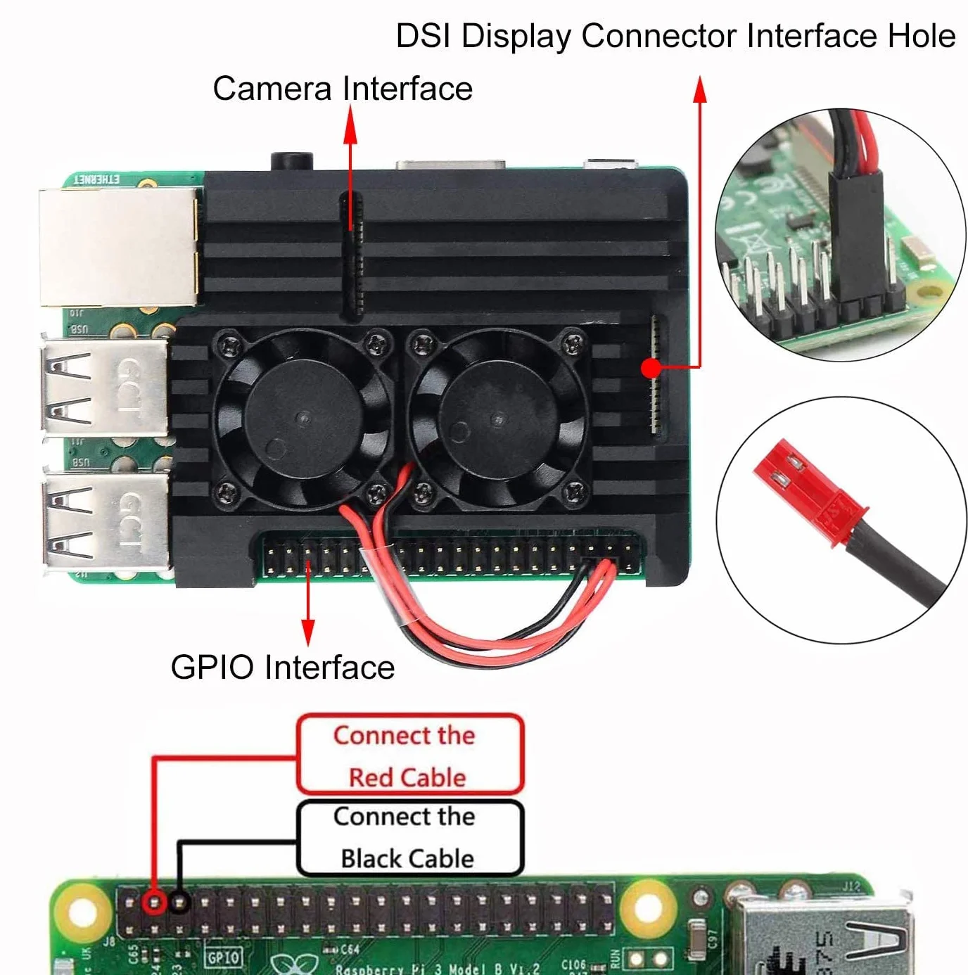 MakerHawk Raspberry Pi 2B/3B/3B + obudowa pancerna, malina Pi metalowa obudowa z podwójnym wentylatorem ze stopu aluminium, wbudowany radiator, ochrona przed promieniowaniem i rdzą dla RPI 2B/3B/3B +