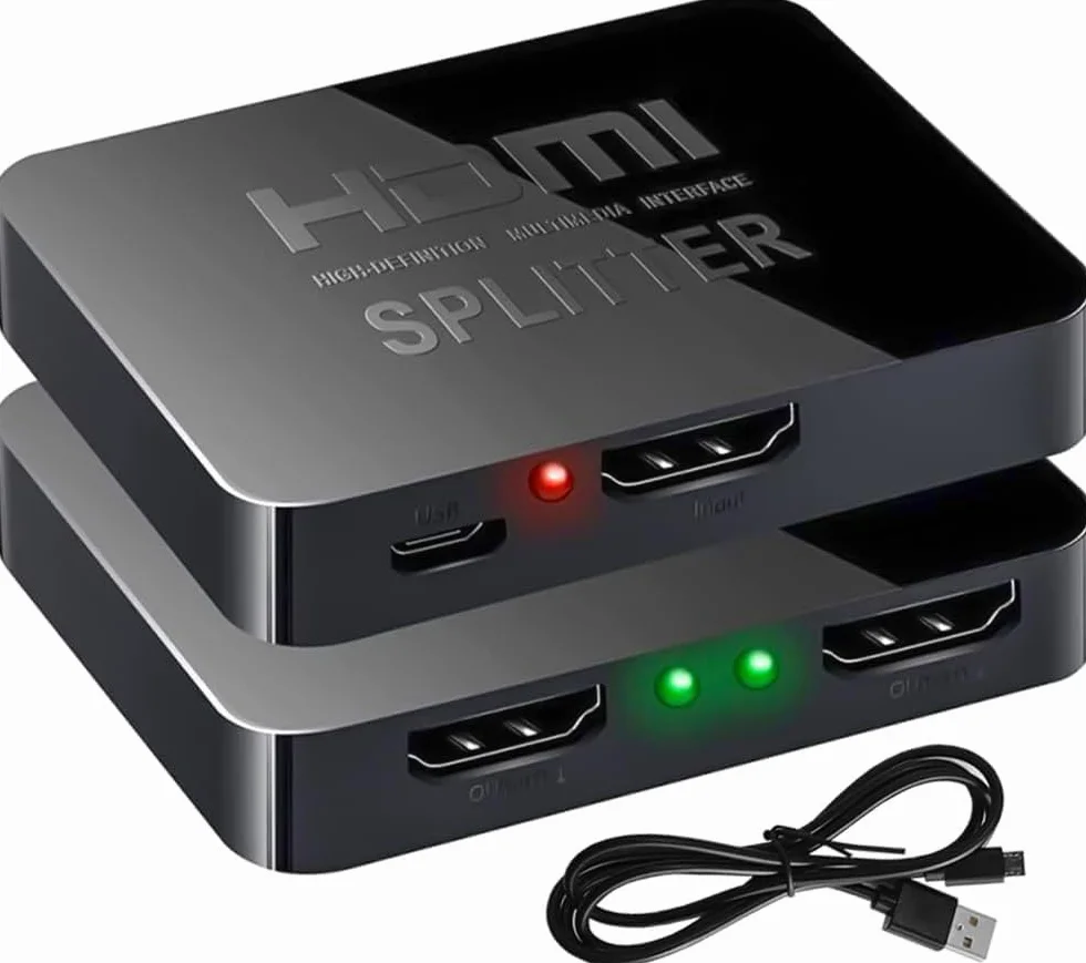 Rozdzielacz HDMI SELIACR 1080p Full HD 3D 4K do MacBook, Xbox, PS4, PS3, odtwarzacza Blu-Ray, DVD, HDTV z kablem zasilajacym micro USB