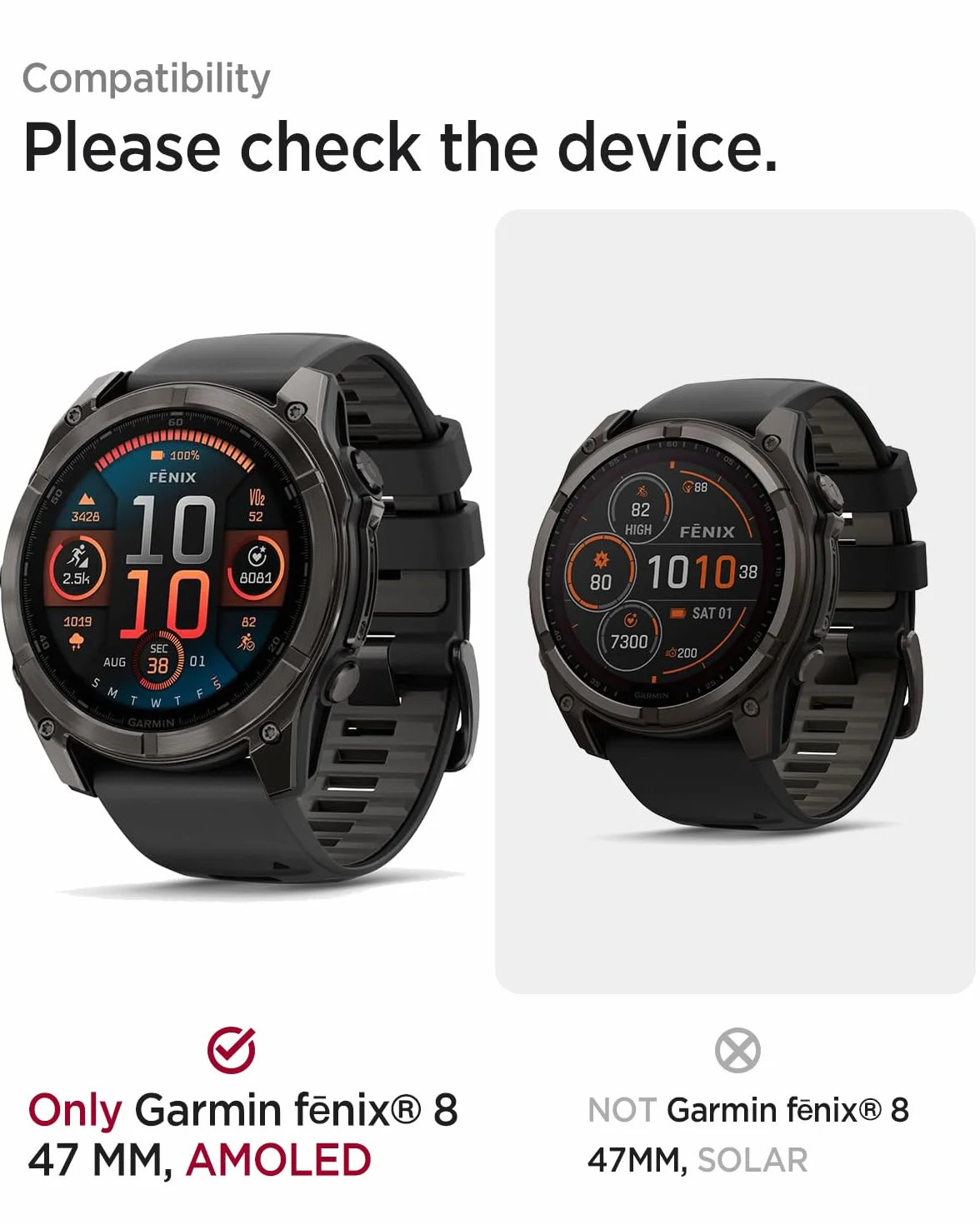 Przezroczyste etui do Fenix 8 47 mm AMOLED, miękkie TPU, odporne na zarysowania i wstrząsy