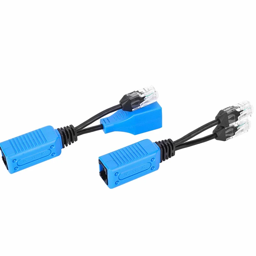 Rozdzielacz POE RJ45 do kamer IP, zestaw 2 kabli zasilających